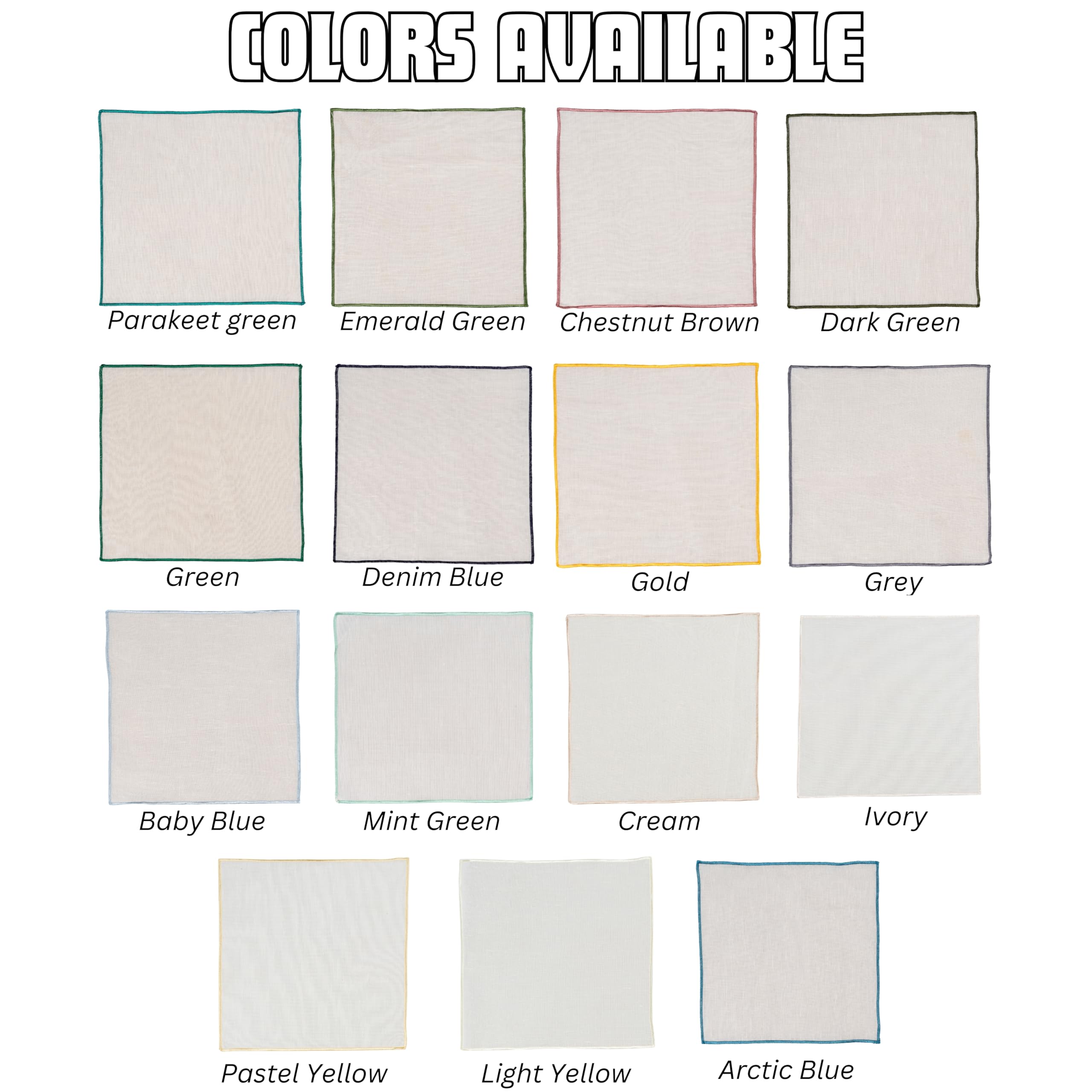 Premium Linen Pocket Squares for Men - Elegant Embroidered Edge Handkerchiefs | Wedding, Business & Formal Occasion Accessories