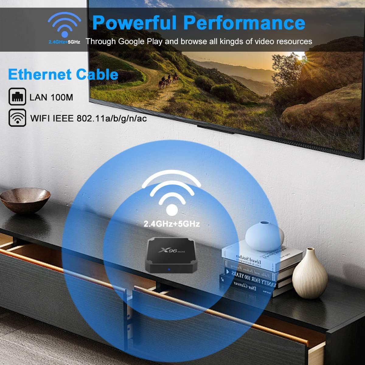 X96 Mini Android TV Box 4K Ultra HD Streaming Media Player - 2GB RAM 16GB ROM, Amlogic S905W2 Quad-Core, WiFi 2.4GHz, Android 11.0 Smart TV Box for Netflix, YouTube, Gaming & Home Entertainment