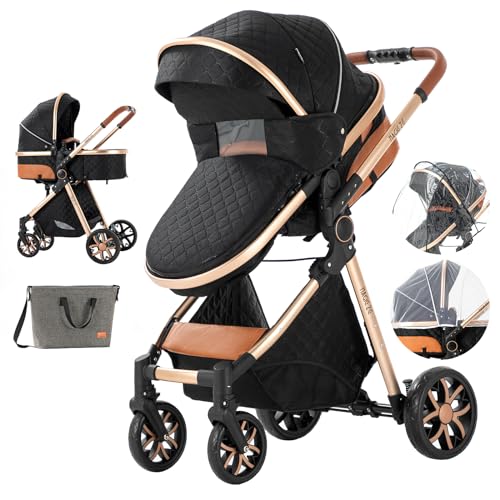 2 in 1 Baby Stroller & Travel System - Reversible Infant Pushchair with Foldable Design, Adjustable Recline for Newborns & Toddlers - Lightweight Portable Stroller for Outdoor Walks, Shopping & Travel (2USV9-BG)
