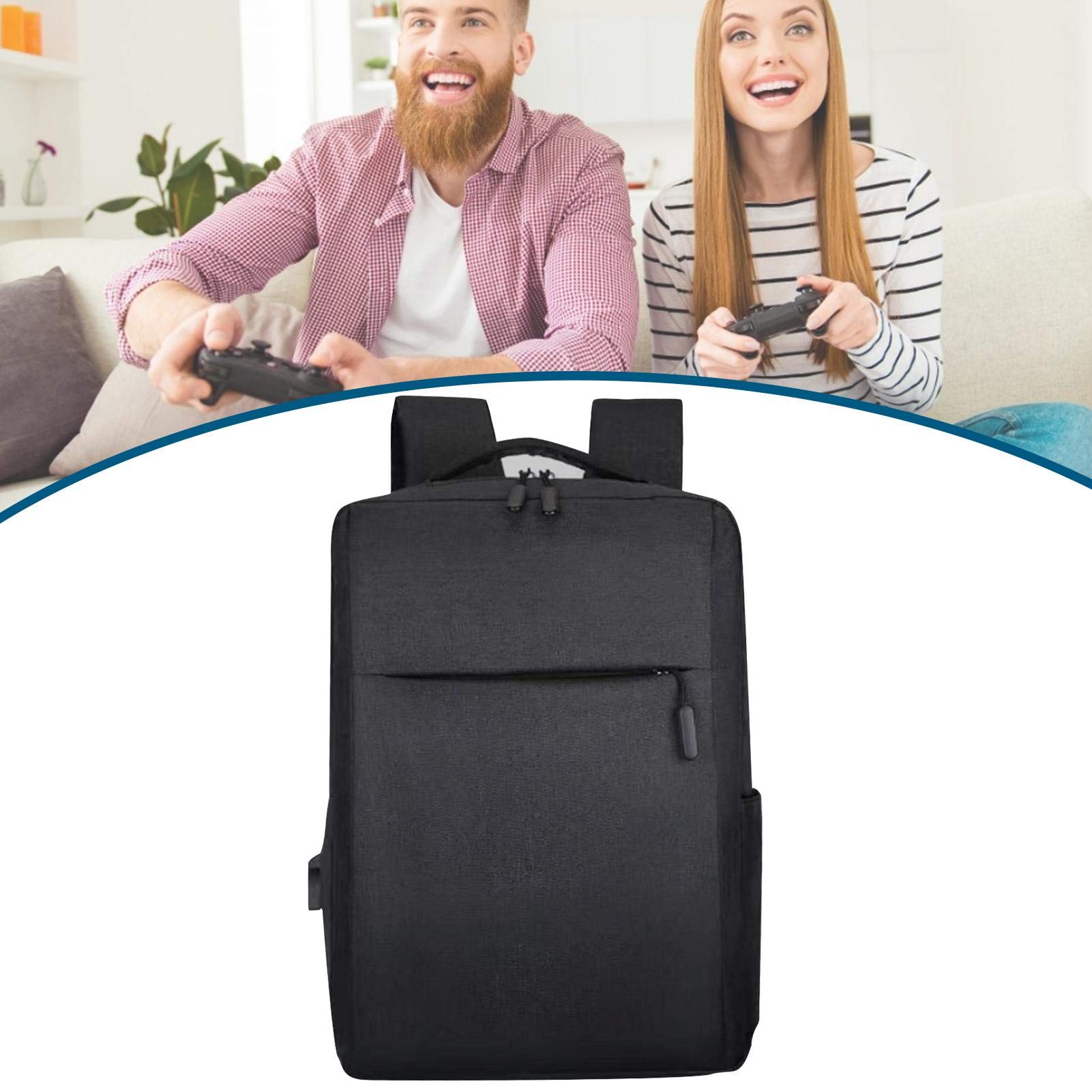 LIMENTAR PS5 Travel Backpack - Waterproof Nylon Gaming Case with USB Charging Port for Playstation 5/PS5 Slim/PS4 Pro - Protective Storage for Console, Controllers & Accessories (Black) - Perfect for Travel, Commuting & Gaming Events