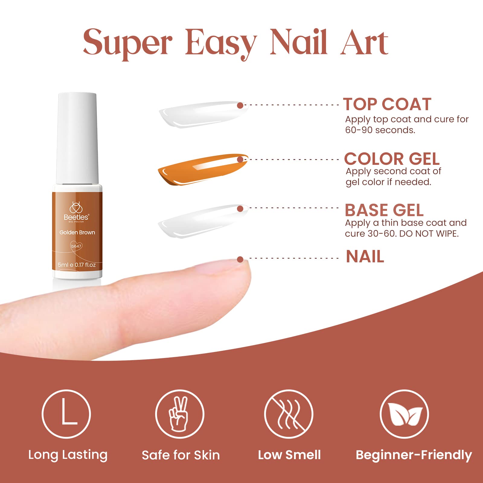 Beetles 12-Piece Gel Nail Polish Set - White, Nude, Red & Green Soak-Off UV/LED Gel Polish with Thin Brush for Nail Art | Salon Quality, Long-Lasting Fall Colors for Manicures & Pedicures at Home