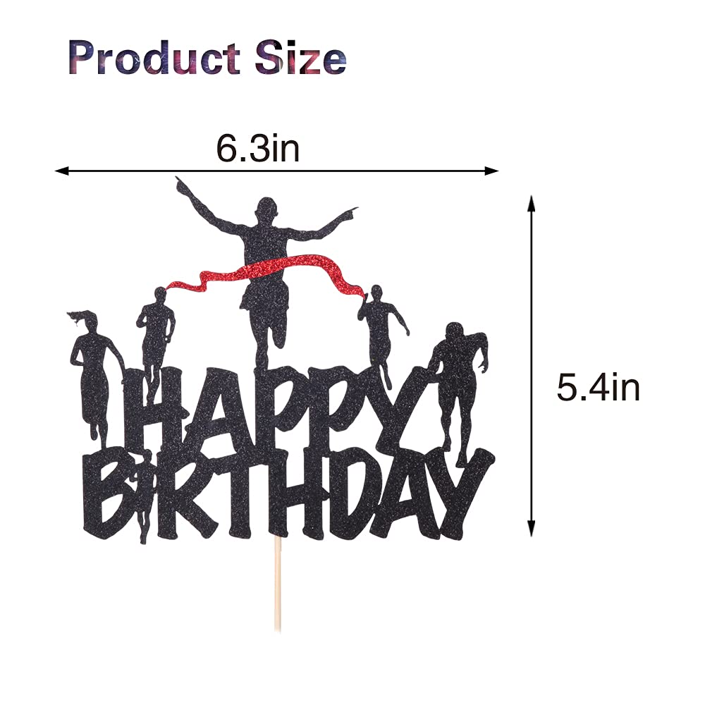 Marathon Happy Birthday Cake Topper - Runners Cake Decor for Athletics, Cross Country & Marathon Parties | Perfect for Sports-Themed Birthday Celebrations & Running Enthusiasts
