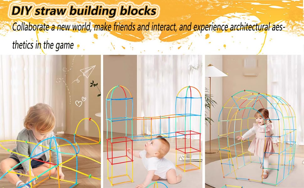 Boosns Reusable Straw Building Blocks - 200pcs Plastic Straw Connector Set, STEM Educational Construction Toy for Kids | Perfect for Classroom Activities & Creative Play