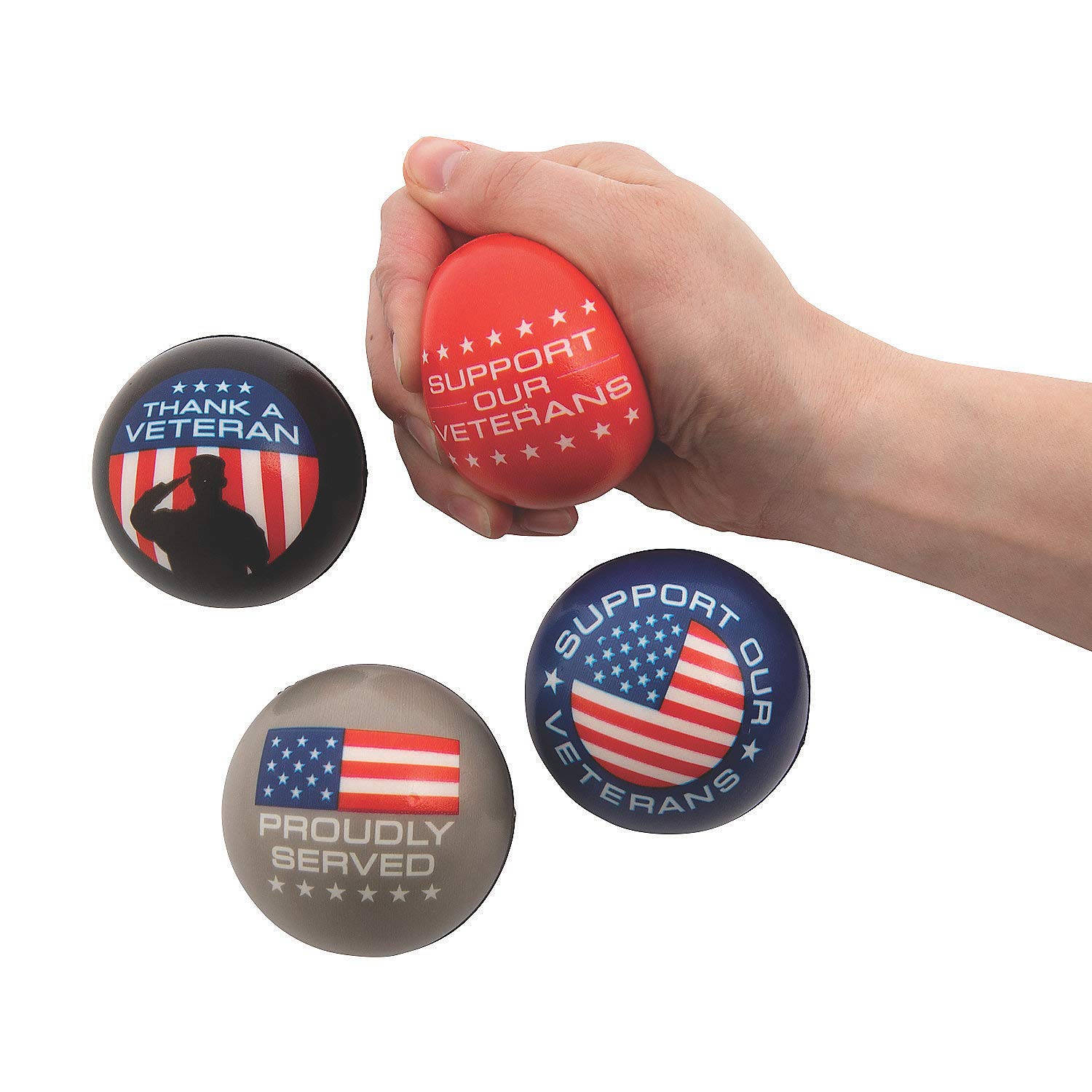 12-Pack Veteran Stress Relief Balls - Durable & Squeezable Anti-Anxiety Toys for Adults & Kids - Perfect for Office, School, or Home Relaxation
