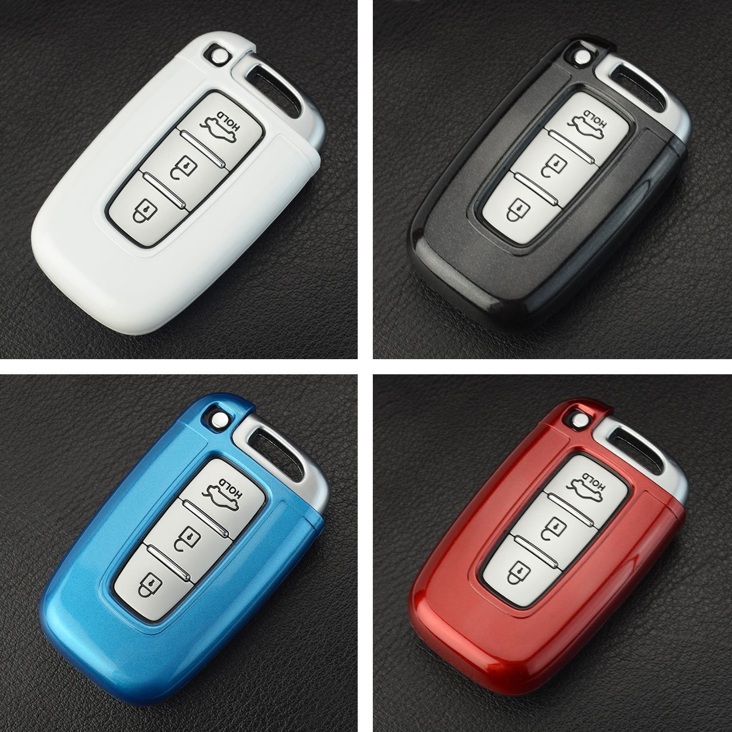 Exact Fit Glossy White Remote Smart Key Shell Cover for Hyundai Kia - Durable Protection & Stylish Upgrade for Car Keys (Perfect for Everyday Use & Travel)