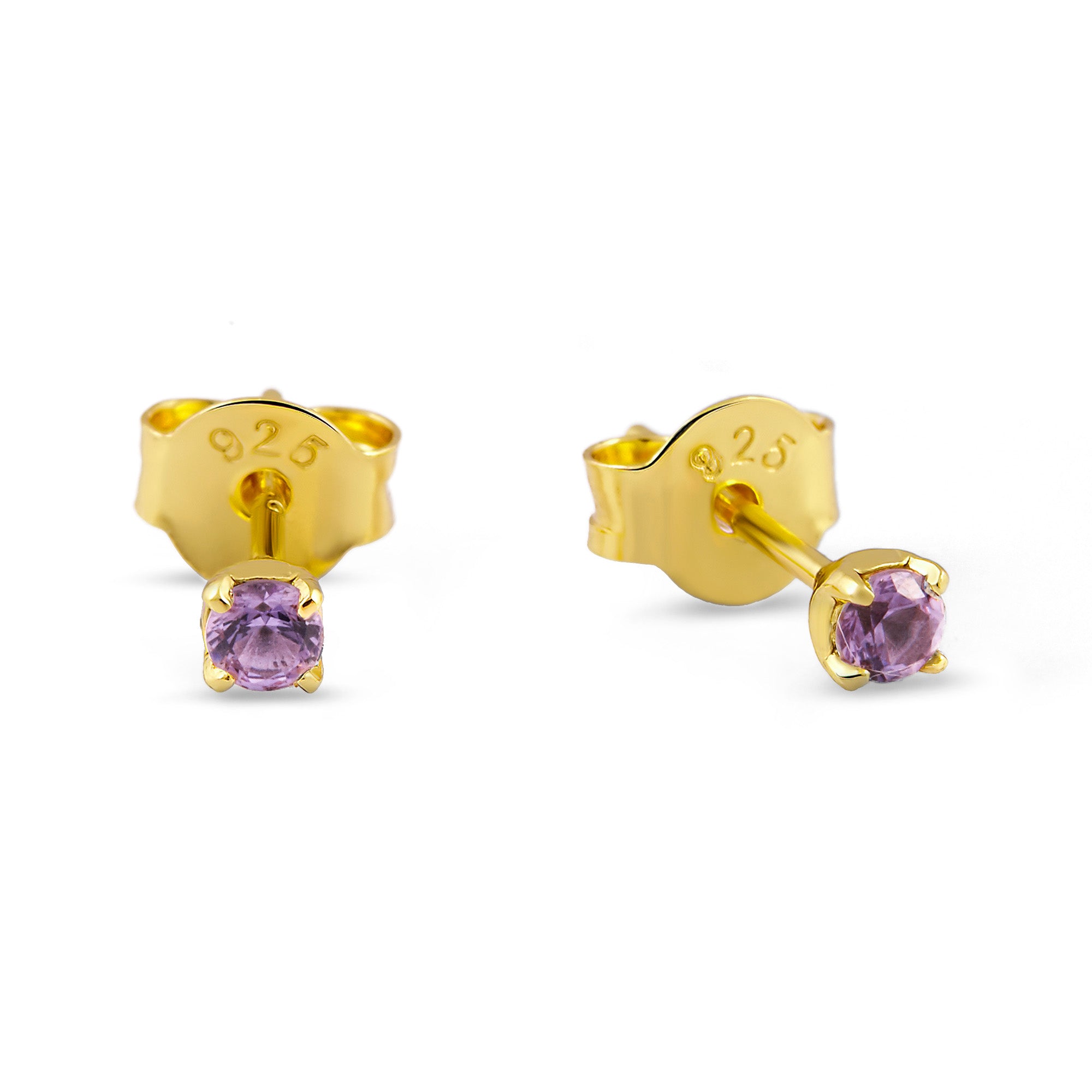 Exquisite 14K Gold Amethyst Stud Earrings for Women - Elegant Purple Gemstone Jewelry for Everyday Wear & Special Occasions