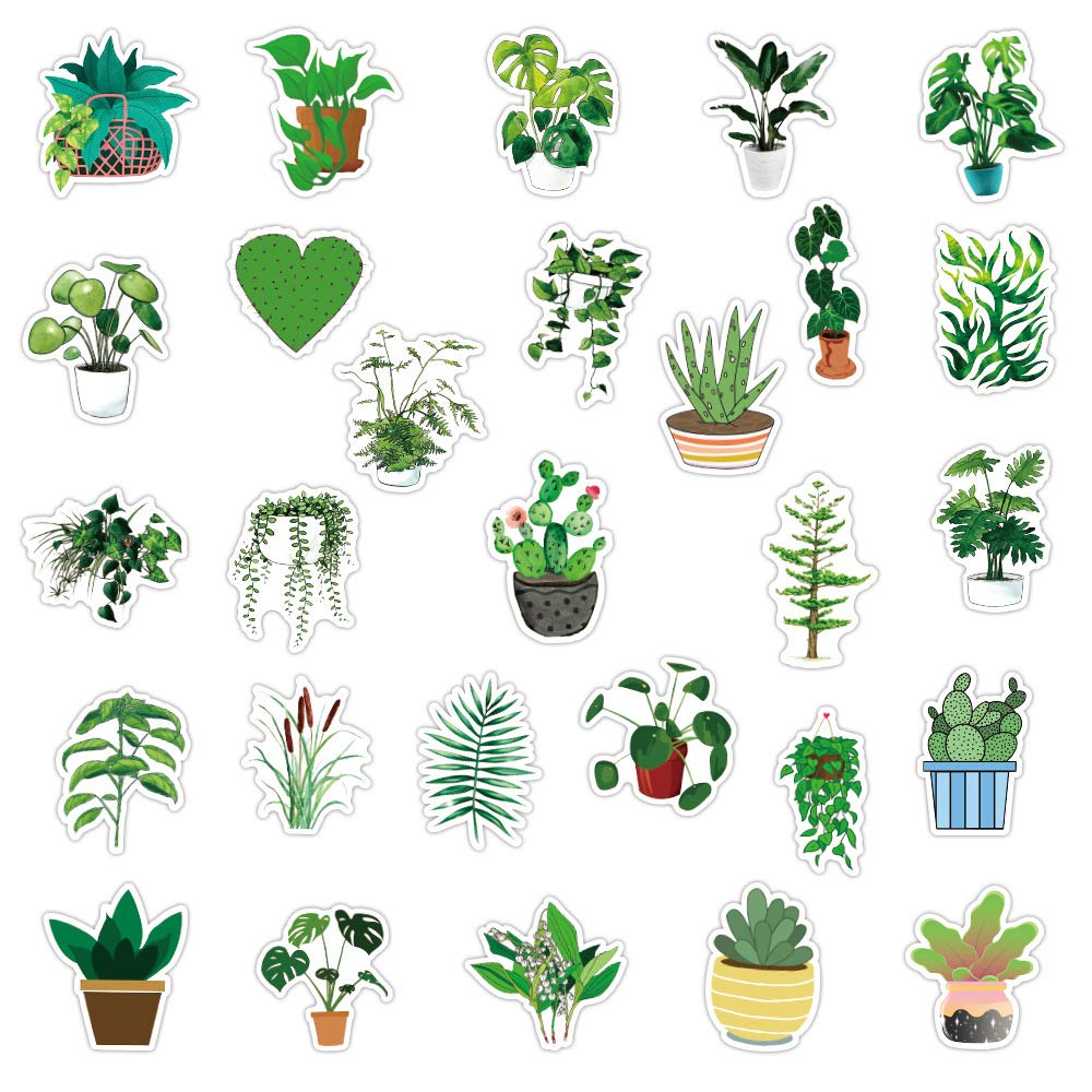 50PCS Cute Plant Stickers Pack - Floral Decal Stickers for Journaling, Scrapbooking, DIY Crafts - Perfect for Bullet Journals, Planners, Laptops & Water Bottles