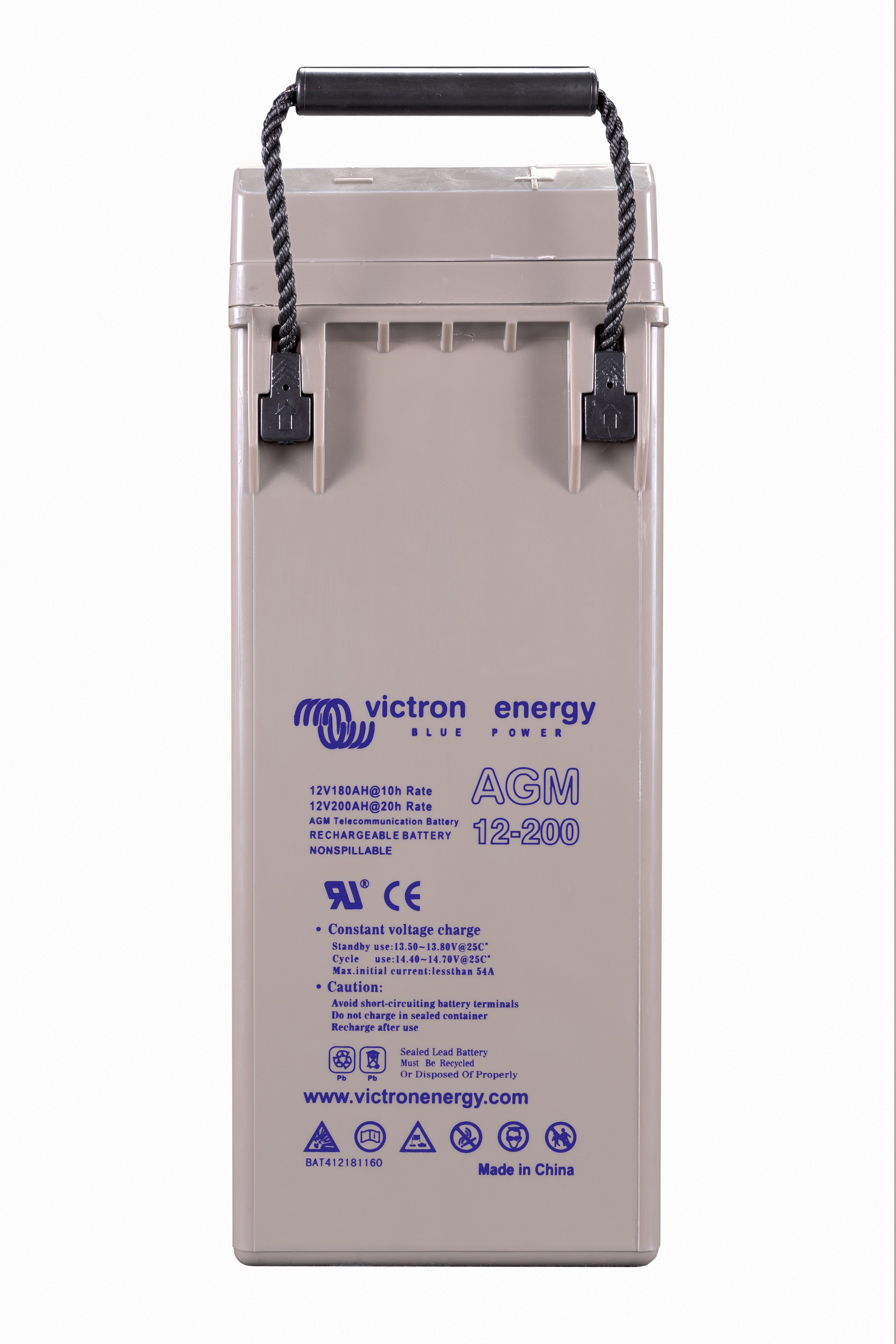 Victron Energy 12V 200Ah AGM Deep Cycle Battery for Solar, RVs & Telecom - Long Lasting M8 Terminal Battery for Off-Grid Power & Backup Systems