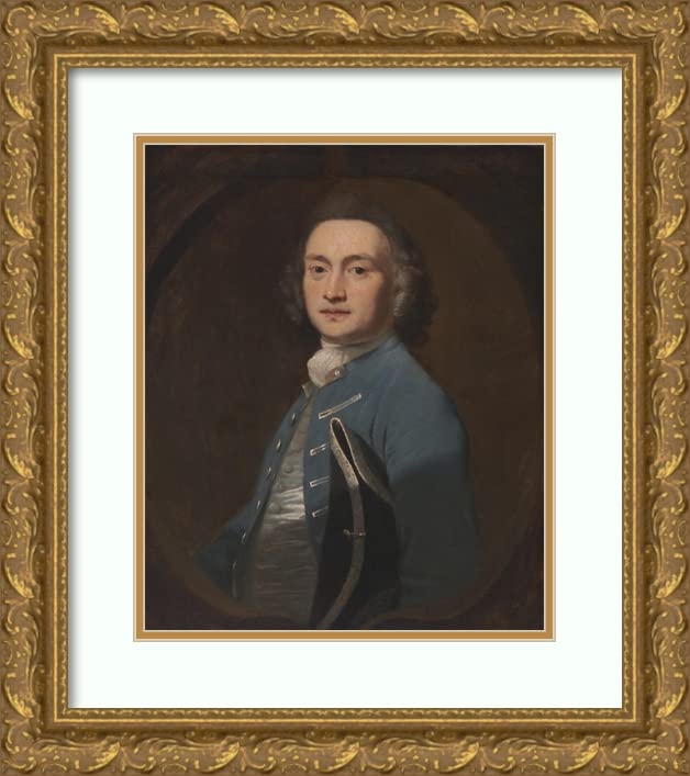 Sir Joshua Reynolds 20x24 Gold Ornate Framed Museum Art Print - An Unknown Man (ca. 1748) - Double Matted Classic Portrait for Home & Office Decor, Living Room Wall Art, Gift for Art Lovers
