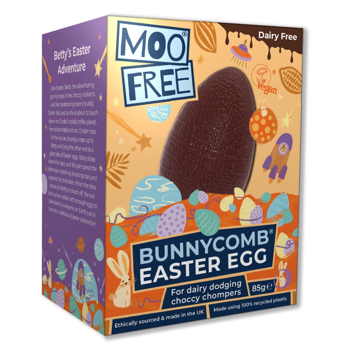 MOO FREE Bunnycomb Easter Egg Dairy Free Chocolate - 100g | Vegan, Gluten-Free Easter Treats for Kids & Adults | Perfect for Easter Baskets, Gifts & Holiday Celebrations