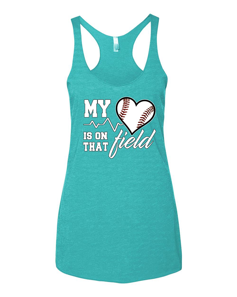 My Heart is On That Baseball Field Sports Tri-Blend Racerback Tank Top - Soft & Breathable Workout Top for Baseball Fans, Gym & Casual Wear