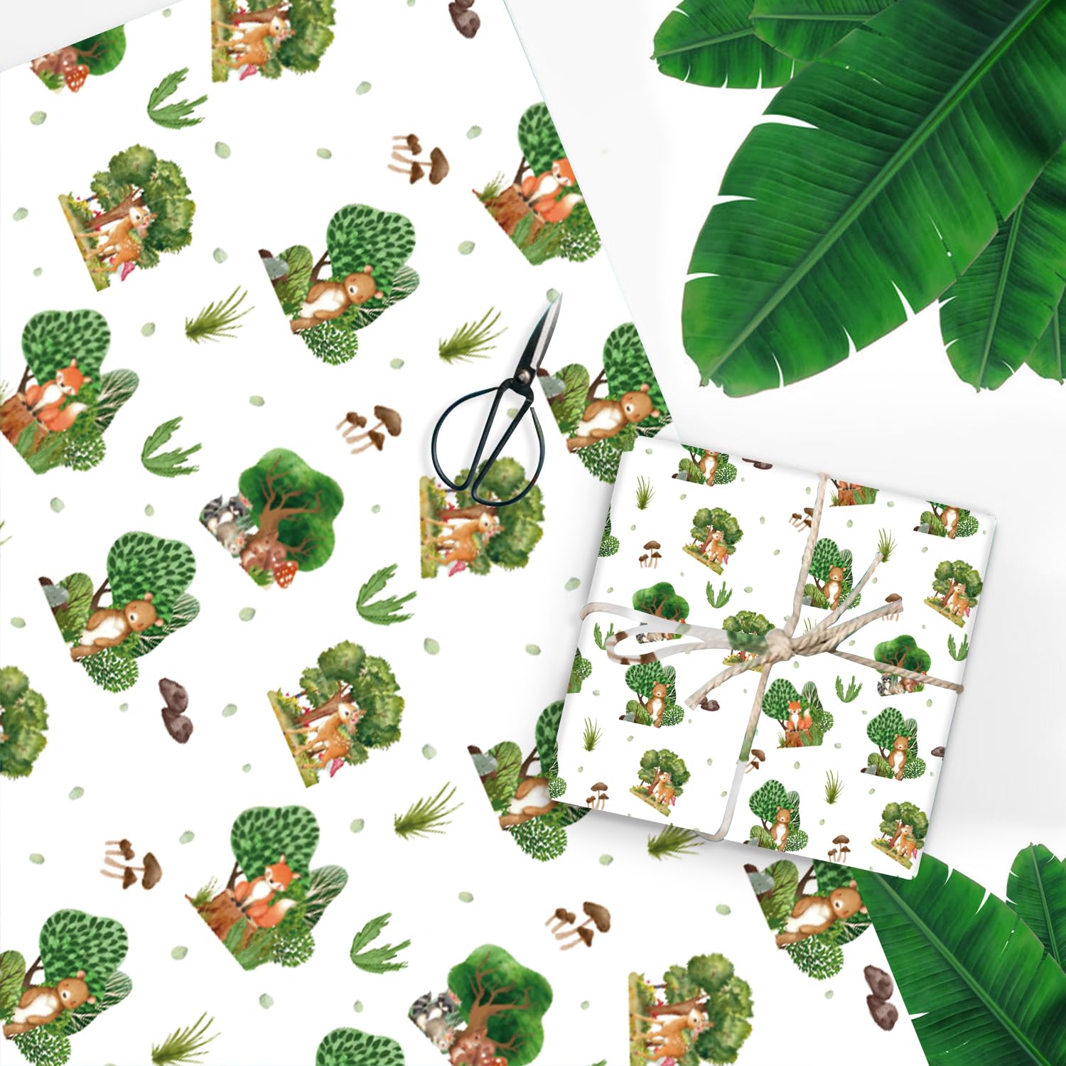 Premium Woodland Wrapping Paper for Baby Shower - 8 Large Sheets (27