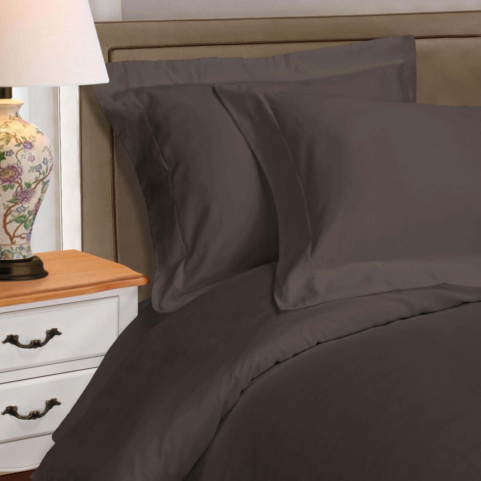 1000 Thread Count Egyptian Cotton Solid Duvet Cover Set - Luxury Bedding for Master Bedroom & Guest Room - Soft Breathable Duvet Cover for All Seasons