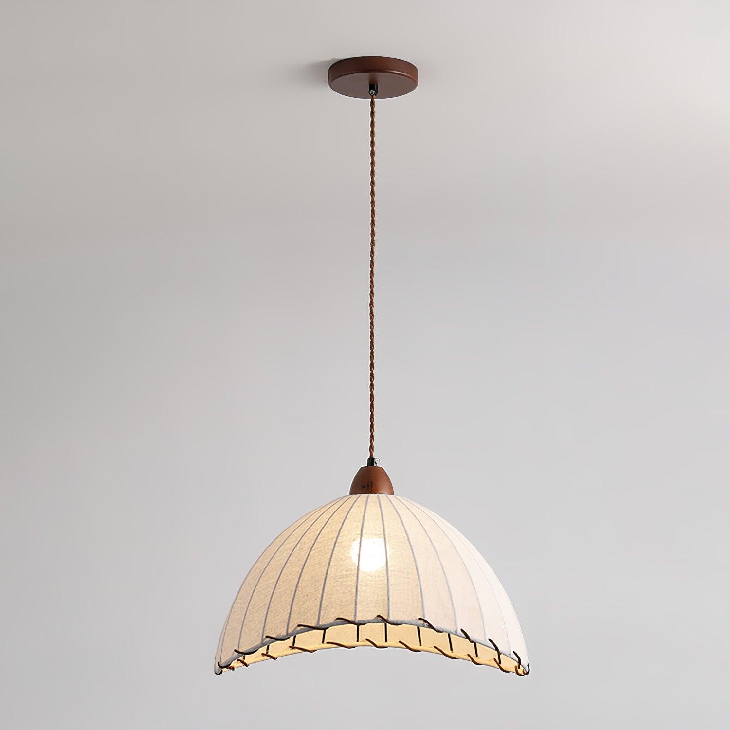 Modern Fabric Pendant Lamp - Handwoven Rattan Hanging Light for Dining Room, Bedroom, Living Room & Kitchen | Boho Chic Ceiling Fixture with Warm Ambient Lighting