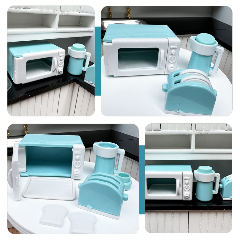 Zerodeko Mini Kitchen Playset for Toddlers - 1 Set Includes Microwave, Kettle & Bread Maker Toy - Pretend Play Kitchen Accessories & Utensils for Girls - Perfect for Role Play, Early Learning & Home Decor