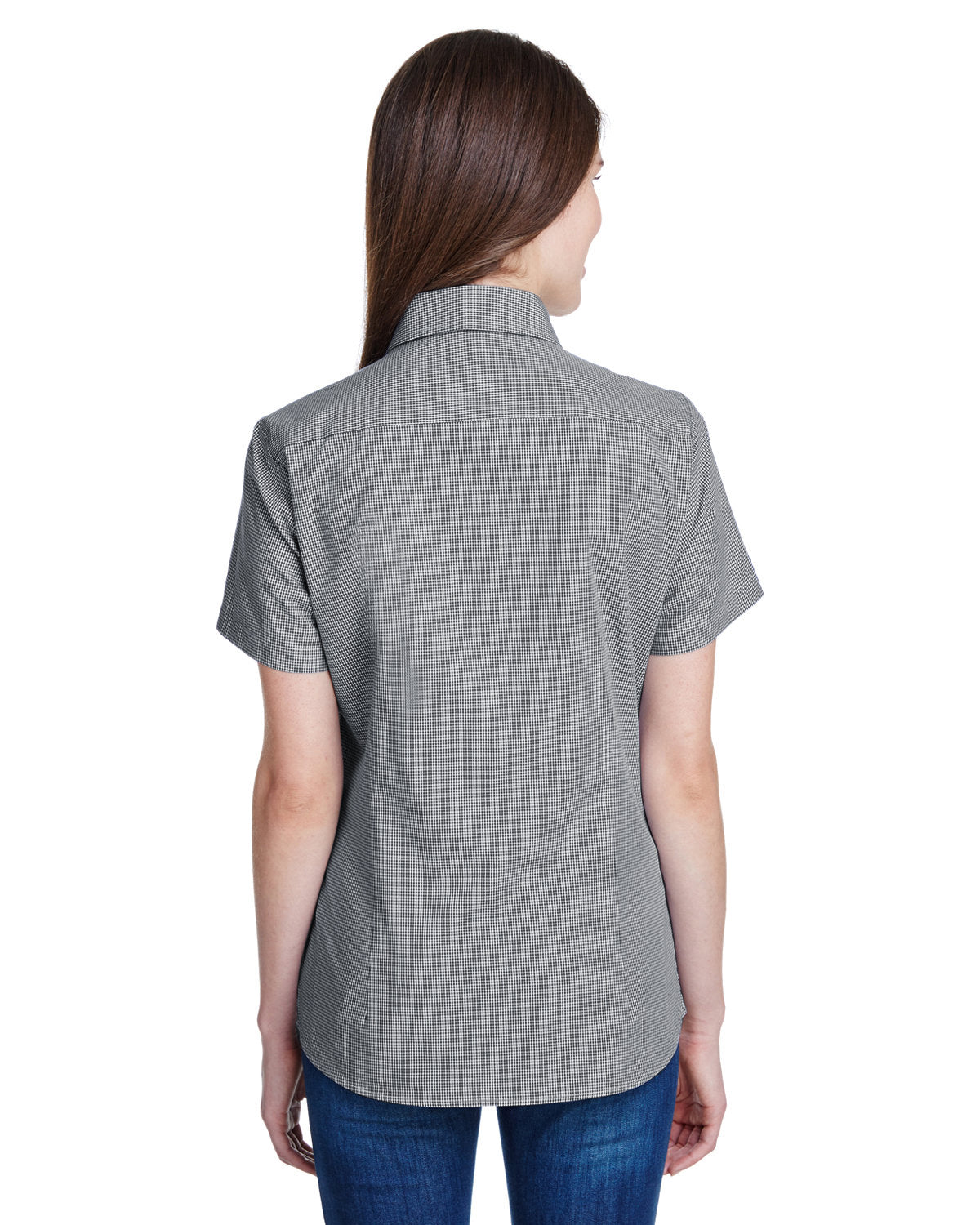 Reprime RP321 Women's Microcheck Gingham Short Sleeve Cotton Shirt - Artisan Collection | Casual Summer Top for Office, Picnic & Date Outfits