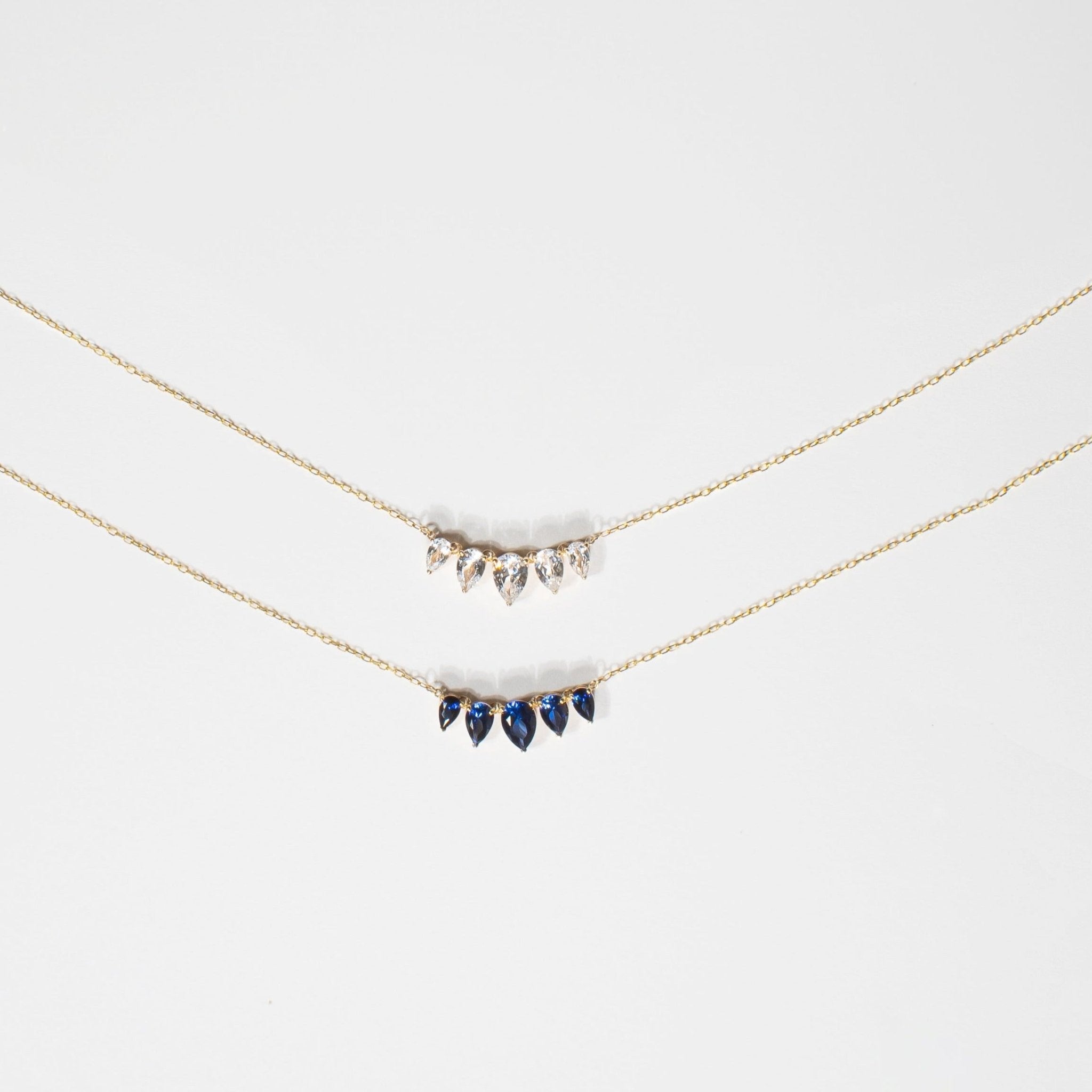 10K Yellow Gold Teardrop Blue Sapphire Necklace for Women - Elegant Jewelry Gift for Birthday, Anniversary & Special Occasions