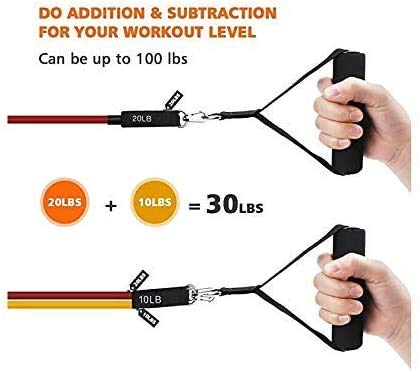 Premium Exercise Resistance Bands Set - 5 Fitness Tubes with Handles, Door Anchor, Ankle Straps & Carry Pouch for Home & Gym Workouts - Strength Training Equipment for Men & Women