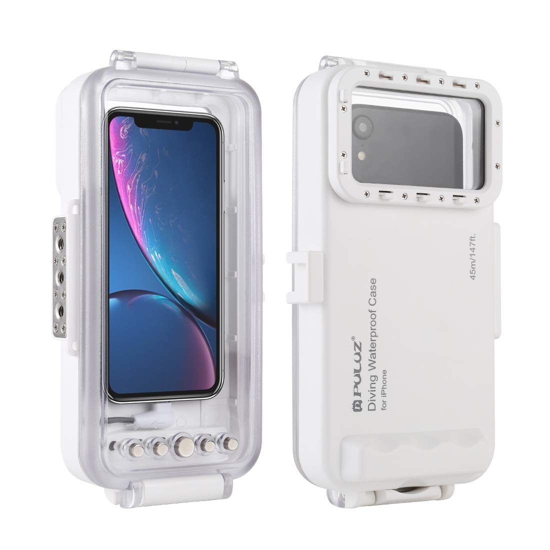 PULUZ 45m/147ft Waterproof Diving Case for iPhone 11/X & iOS 13+ - IP68 Underwater Housing for Photography & Video Recording - Perfect for Scuba Diving, Snorkeling, Beach & Pool Adventures