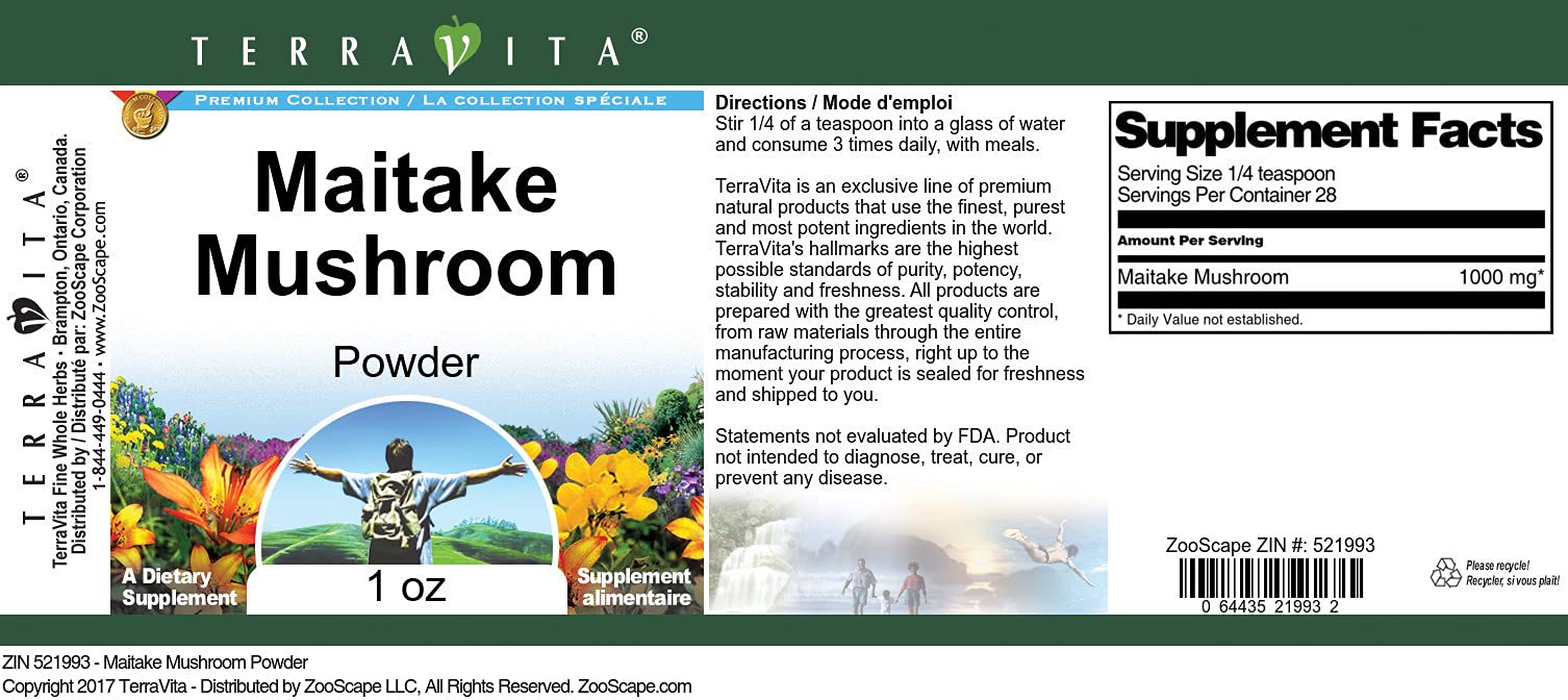 Organic Maitake Mushroom Powder 1 oz (30g) | Immune Support & Antioxidant Rich | USDA Certified | ZIN: 521993 | Perfect for Smoothies, Teas & Cooking