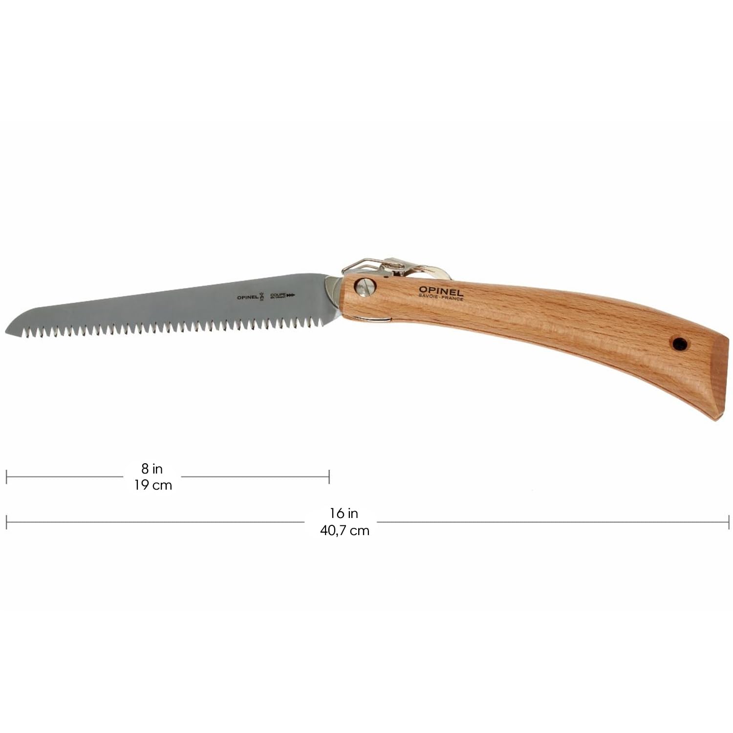 Opinel No.12 Folding Saw - Carbon Steel Pruning Saw with Beechwood Handle for Gardening, Camping & Outdoor Activities | Compact Folding Design for Tree Trimming, Bushcraft & Woodworking