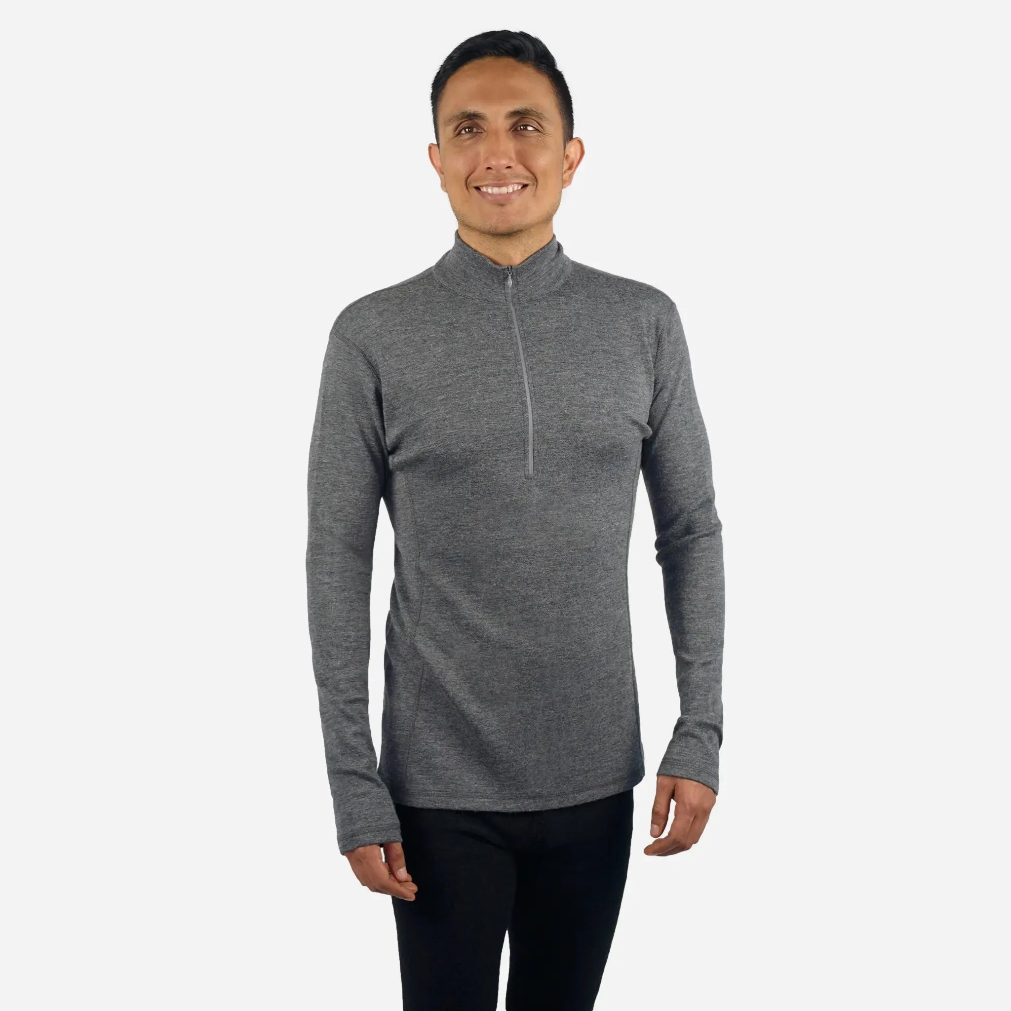 Men's Alpaca Wool Base Layer - 300 Lightweight Half Zip Thermal Shirt for Hiking, Skiing & Winter Outdoor Activities
