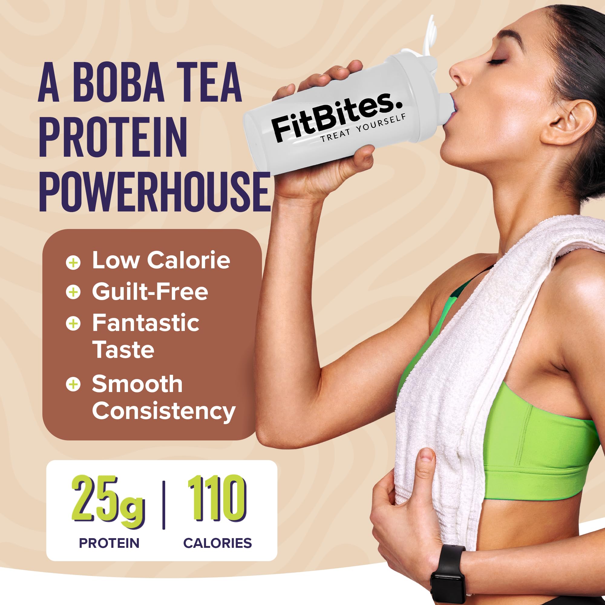 Boba Tea Protein Powder - 100% Whey Protein Isolate (Milk Tea Flavor) | Sugar Free, Gluten Free, Lactose Free & Soy Free Supplement | Natural Energy Coffee Alternative with 5.9g BCAAs | Perfect for Post-Workout Recovery, Healthy Breakfast Smoothies & Weight Management