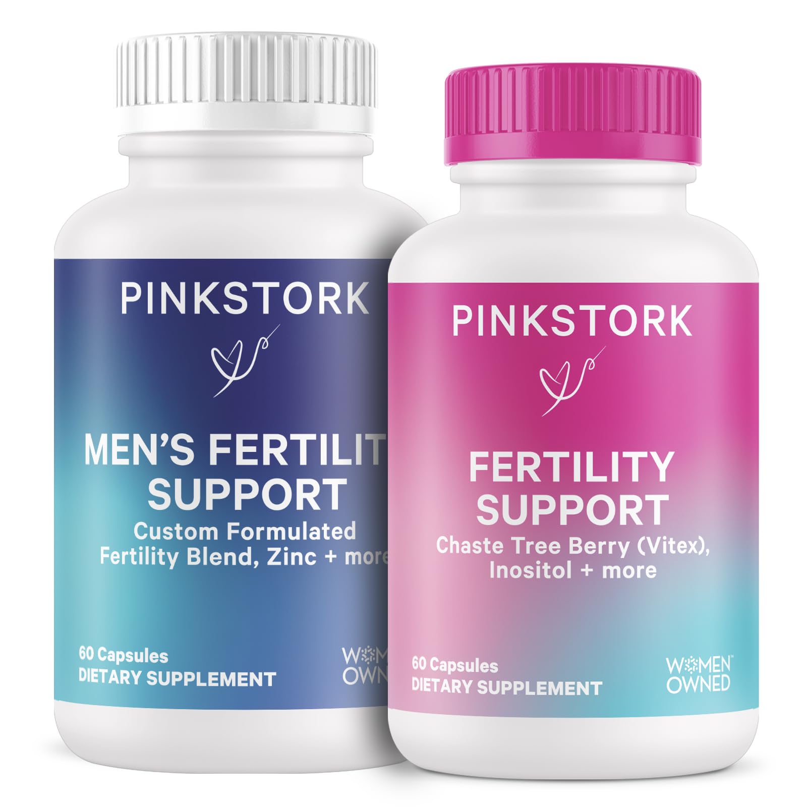 Pink Stork & Blue Stork His and Hers Fertility Bundle - Fertility Supplements for Women & Men with Prenatal Vitamins, Vitex, Inositol, Folate & Vitamin B6 (60 Capsules) - Boost Conception & Support Reproductive Health for Couples Trying to Conceive