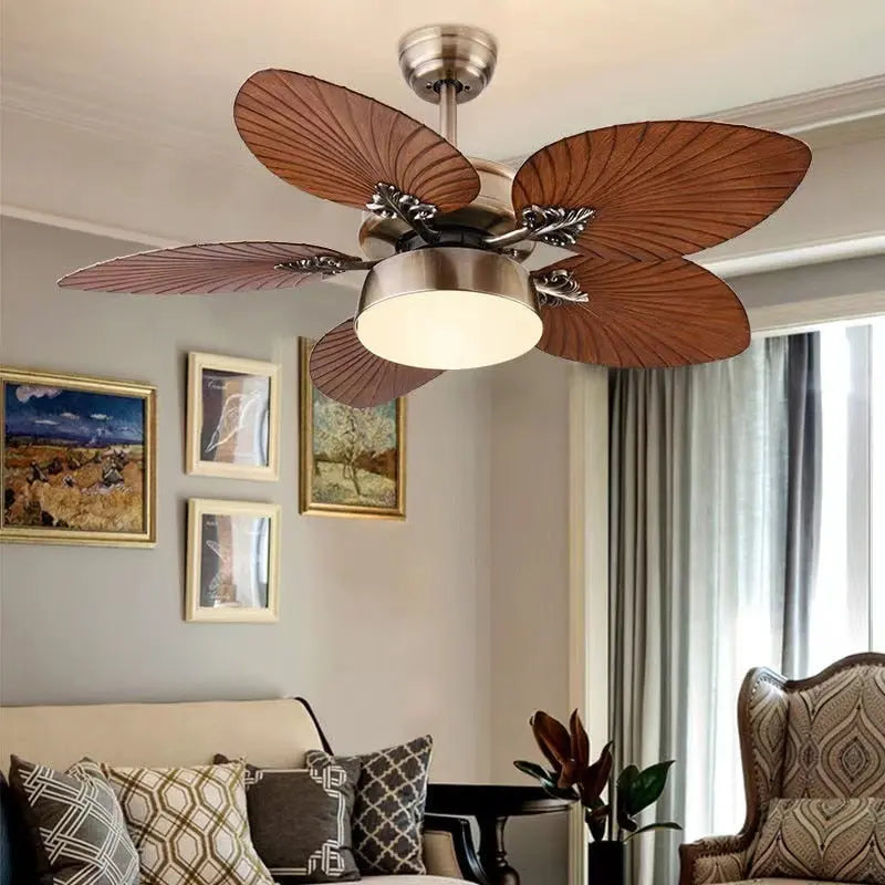 Noreen 52 Inch Leaf Ceiling Fan with Remote Control - Modern Indoor/Outdoor Ceiling Fan with LED Light - Perfect for Living Room, Bedroom, Patio and Office