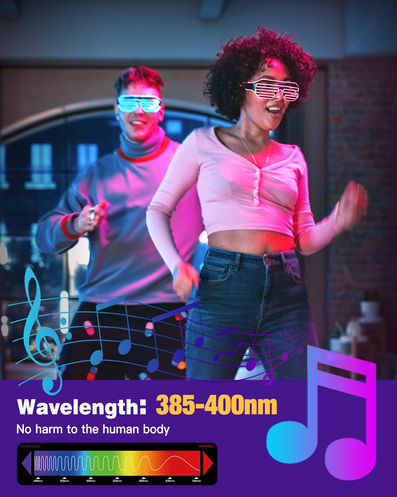 Anpro 72W UV Black Light Bar - 48 LED Blacklight with Fluorescent Tapes for Glow Parties, Halloween Decor & Body Paint | 360° Adjustable Design for Posters, Cabinets & Dark Room Lighting
