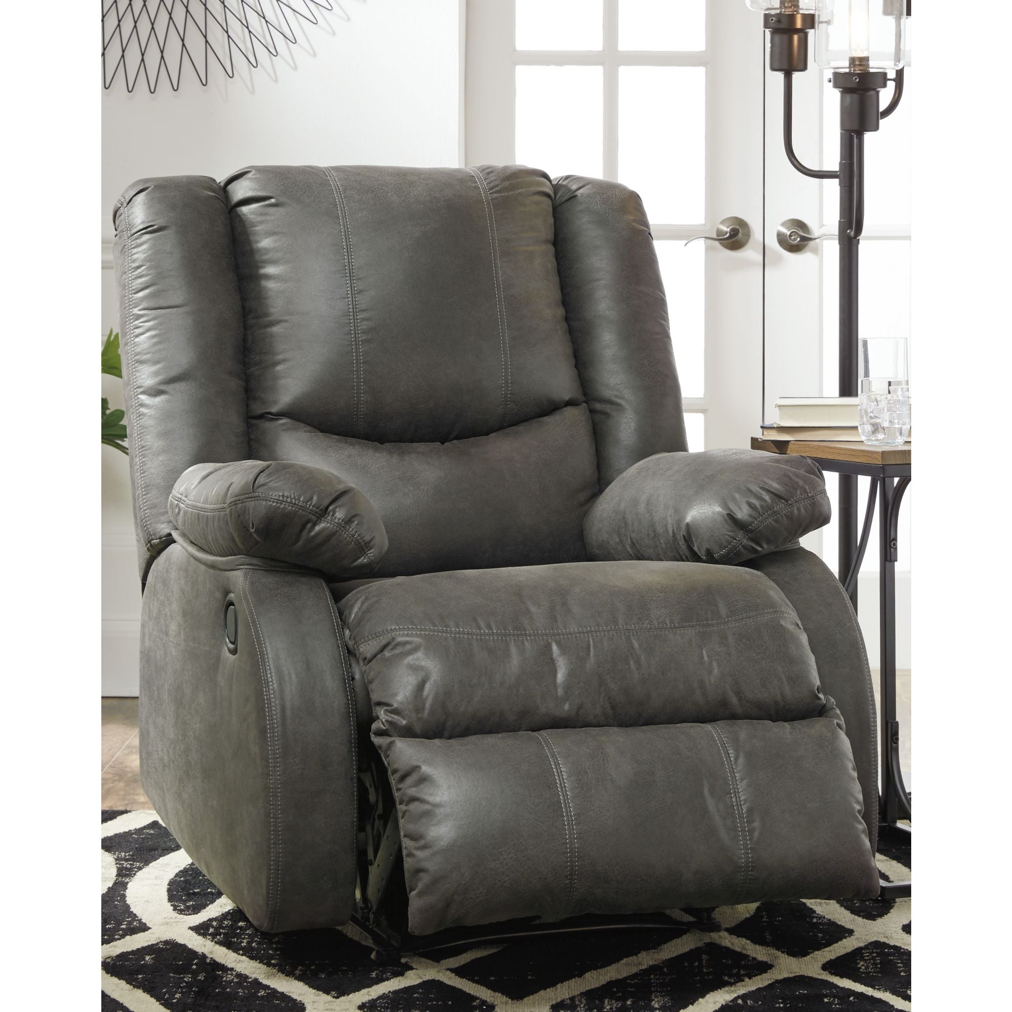 Bladewood Wall Hugger Recliner Chair - Space Saving Reclining Sofa for Small Living Rooms, Apartments & Home Theater - Comfortable Leather Lounge Chair with Adjustable Backrest