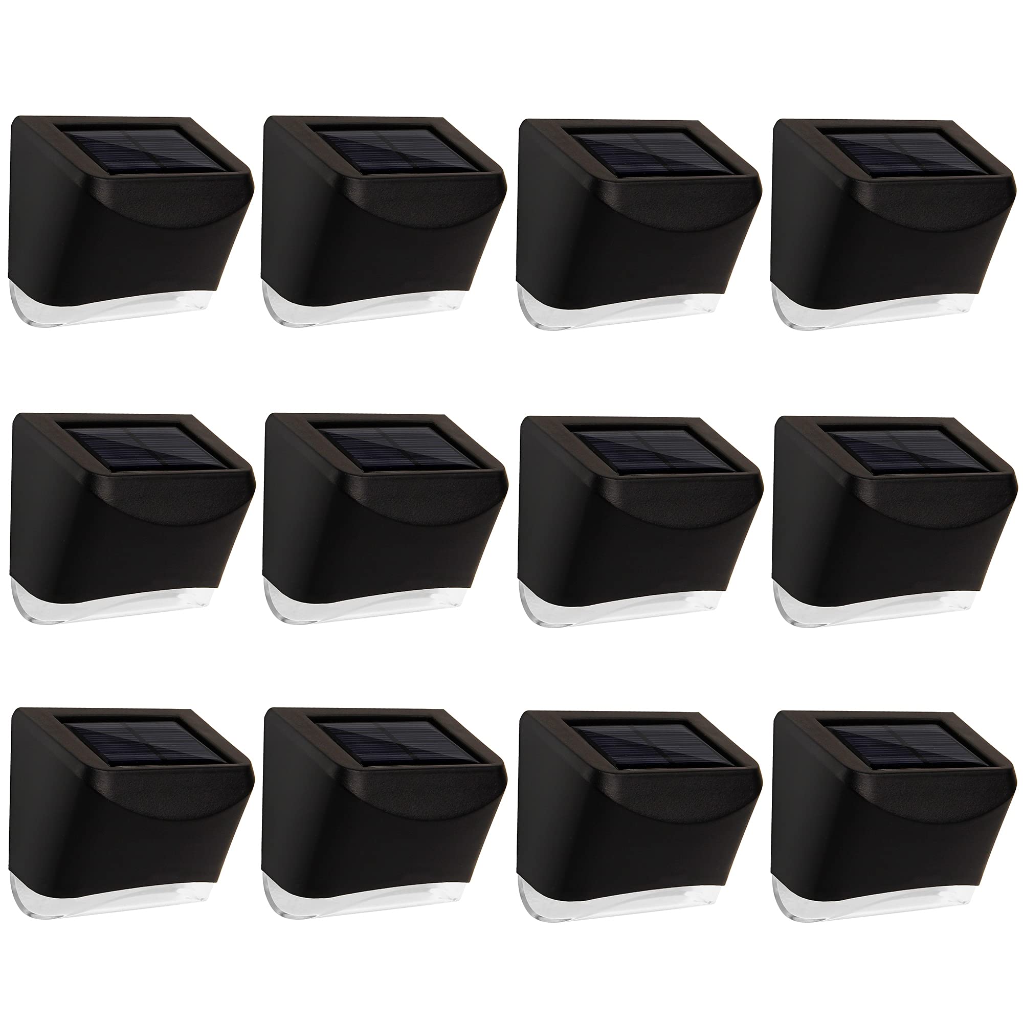 12 Pack Solar Deck Lights Outdoor Waterproof - Solar Powered Fence Step Lights for Garden, Walkway, Stairs & Wall Decor - Warm White LED Night Lights for Patio, Yard and Landscape Lighting
