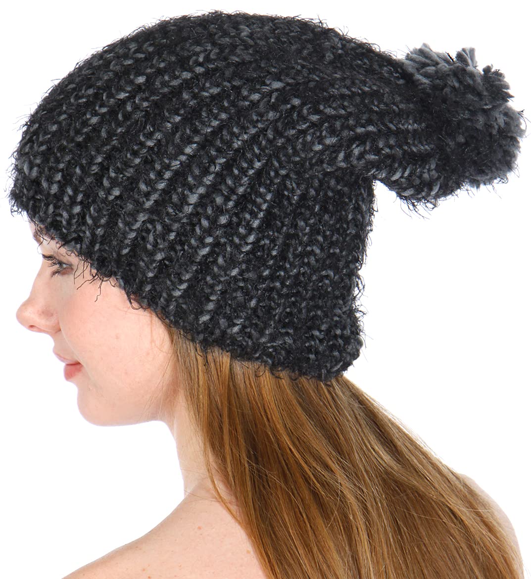 SERENITA Knit Pom Pom Beanie Winter Hat - Soft Warm Cable Knit Skull Cap for Women & Men - Stretchable Patterned Beanie for Cold Weather, Outdoor Activities & Fashion Accessories