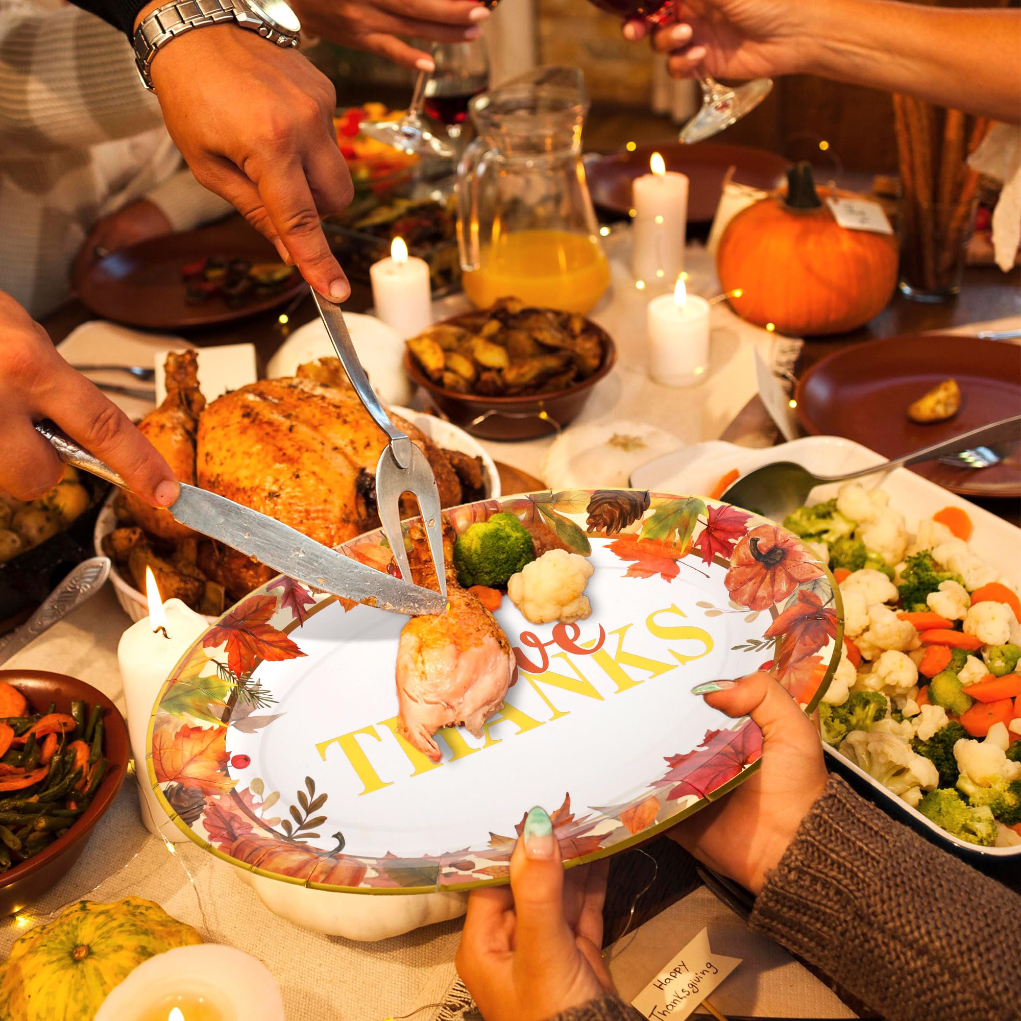 50 Pcs Thanksgiving Paper Plates - 10