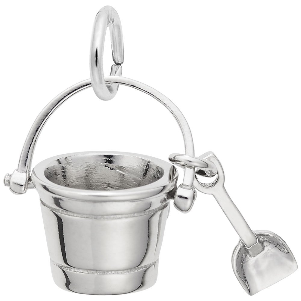 Pail and Shovel Charm - Sterling Silver Beach-Themed Jewelry Charm for Bracelets & Necklaces - Perfect for Summer Vacation, Beach Party & Seaside Accessories