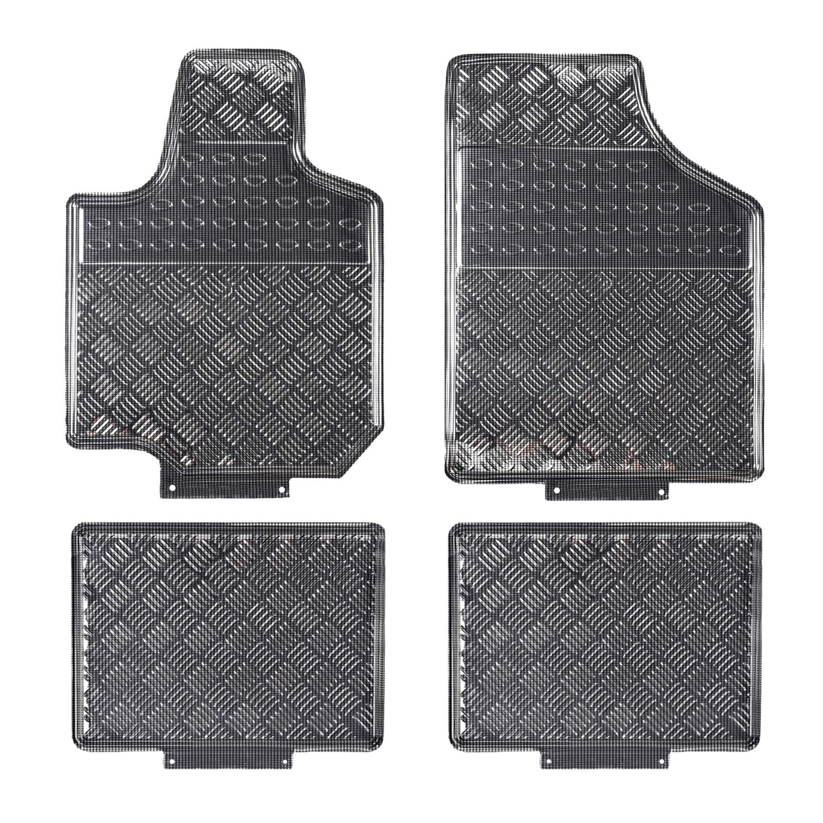 Premium All-Weather Aluminum Car Floor Mats - Universal Fit for Sedans, SUVs, Trucks & Vans (4-Piece Set, Silver) | Durable Protection Against Mud, Snow & Spills | Perfect for Daily Commute, Road Trips & Off-Road Adventures