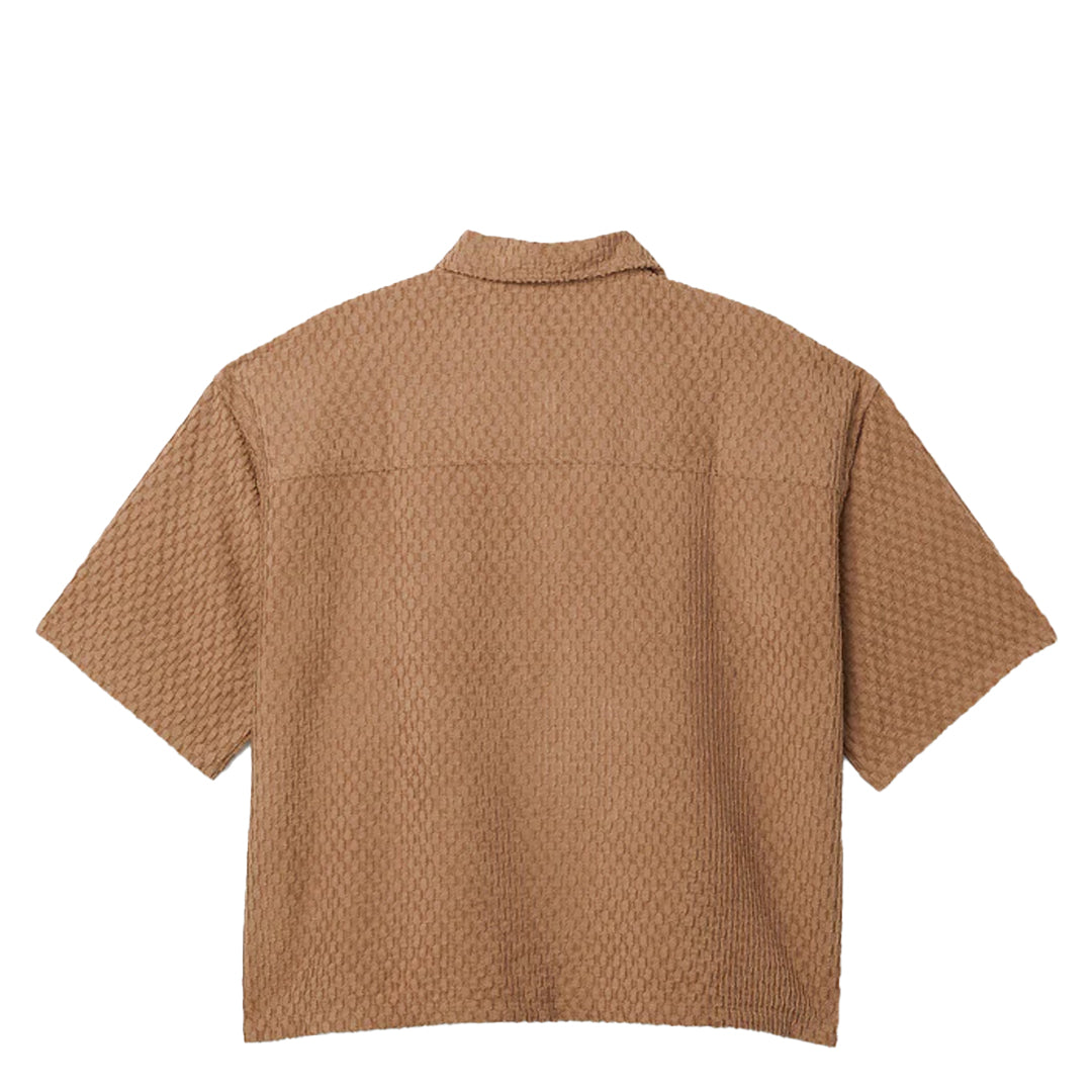 Textured Knit Quarter Zip Shirt for Men - Soft Brown Pullover for Casual Wear & Outdoor Activities