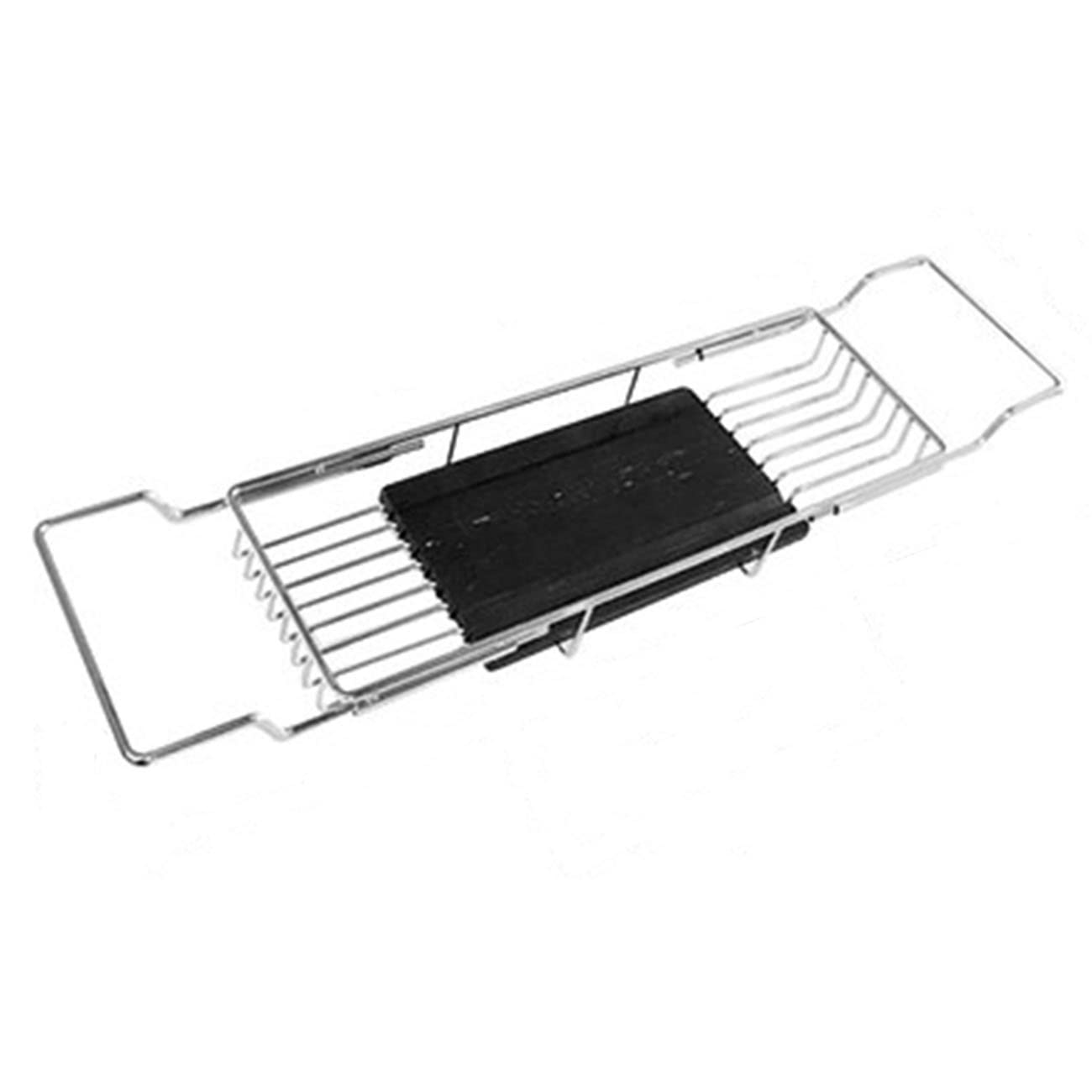 Stainless Steel Adjustable Bathtub Caddy Tray with Marble Top & Phone/Tablet Holder - Fits Most Bathtubs (17