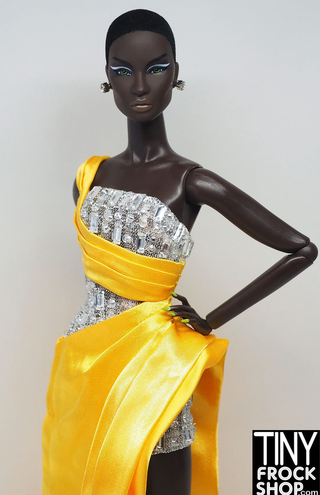 Integrity Legendary Status Agnes Von Weiss Stone Dress with Yellow Satin Overlay - Elegant Evening Gown for Prom, Wedding & Special Occasions