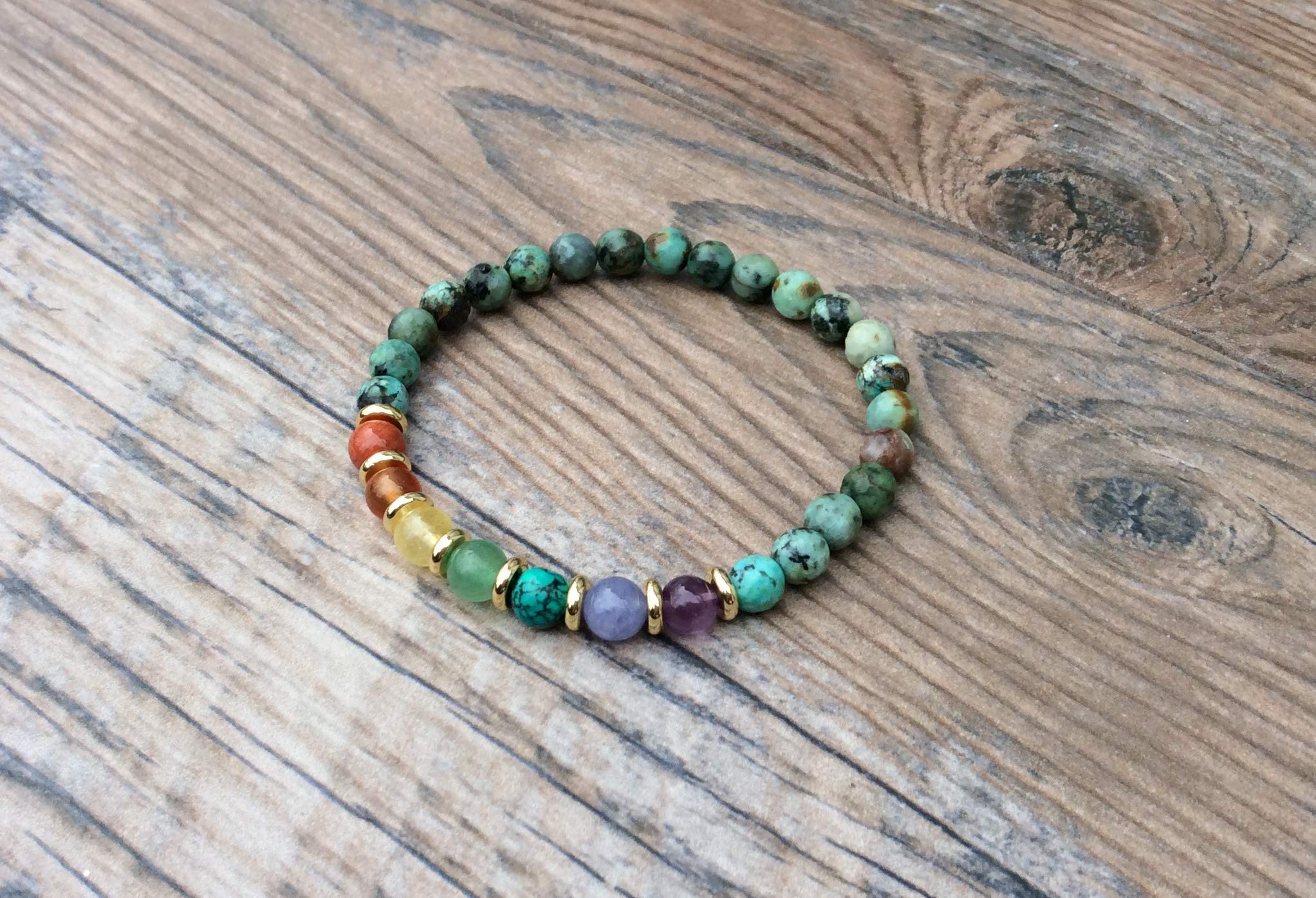 African Turquoise Chakra Anklet - Seven Chakras Healing Bracelet for Yoga, Meditation & Spiritual Balance | Perfect for Yoga Practice, Meditation Sessions & Energy Healing