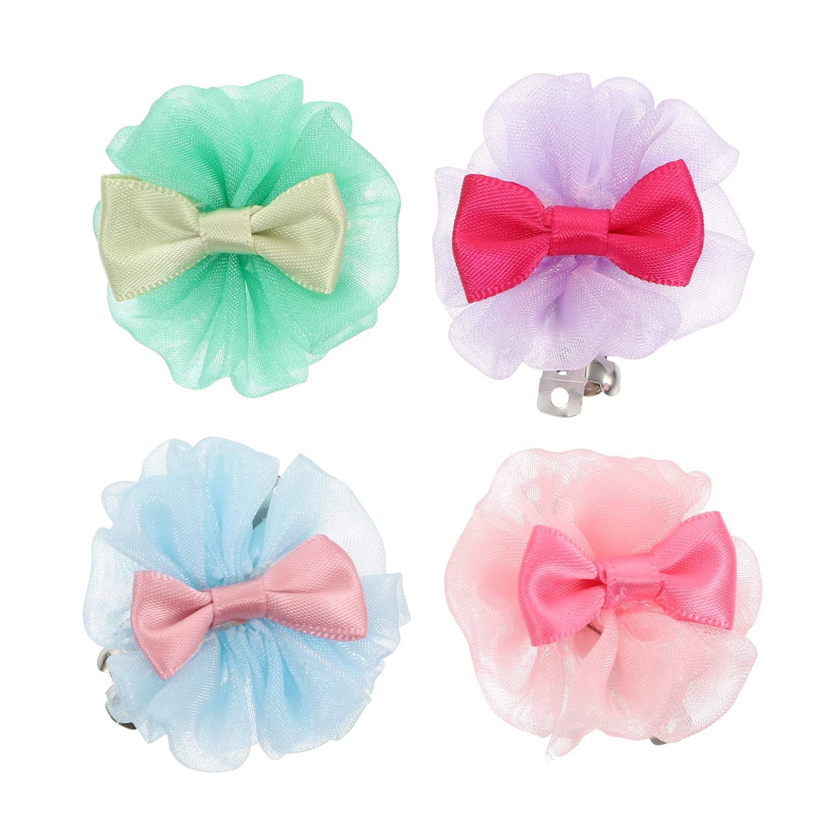 iplusmile Dog Hairpins - 4PCS Poodle Organza Hair Clips for Pet Grooming & Parties