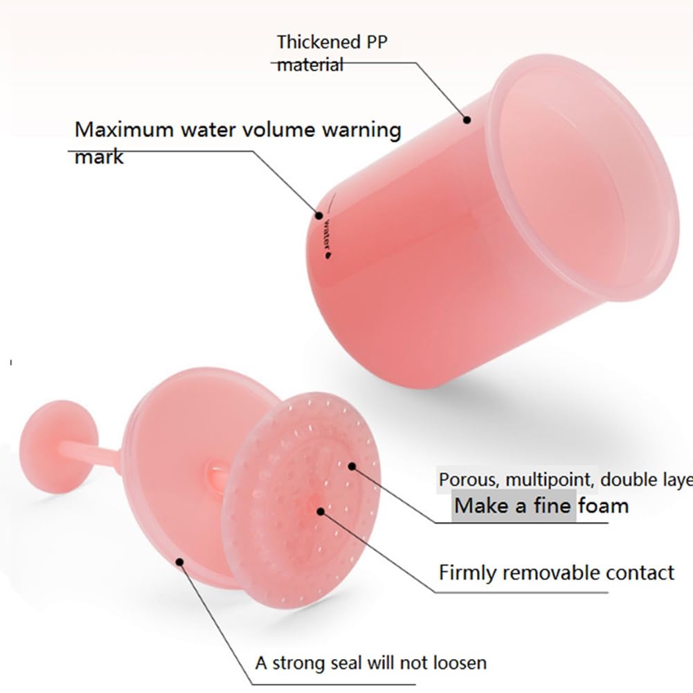 Best Manual Face Foam Maker for Facial Cleanser & Shower - Bubble Foamer Cup for Face Wash, Bath & Shampoo (White+Pink) | Perfect for Skincare Routine & Spa Day at Home