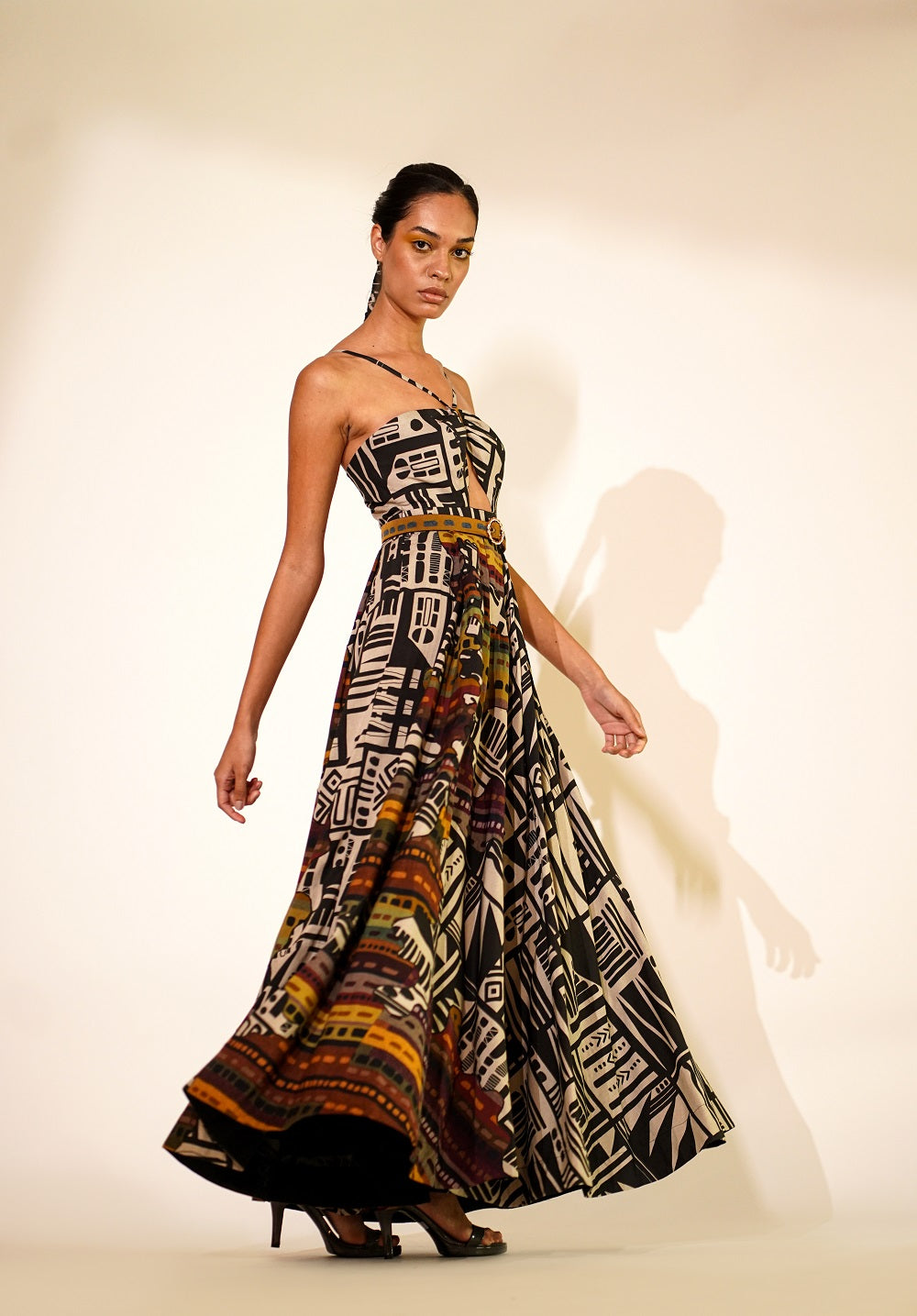 White Base Abstract Print Dress - Stylish Flowy Summer Dress for Women | Perfect for Beach, Party & Casual Outings