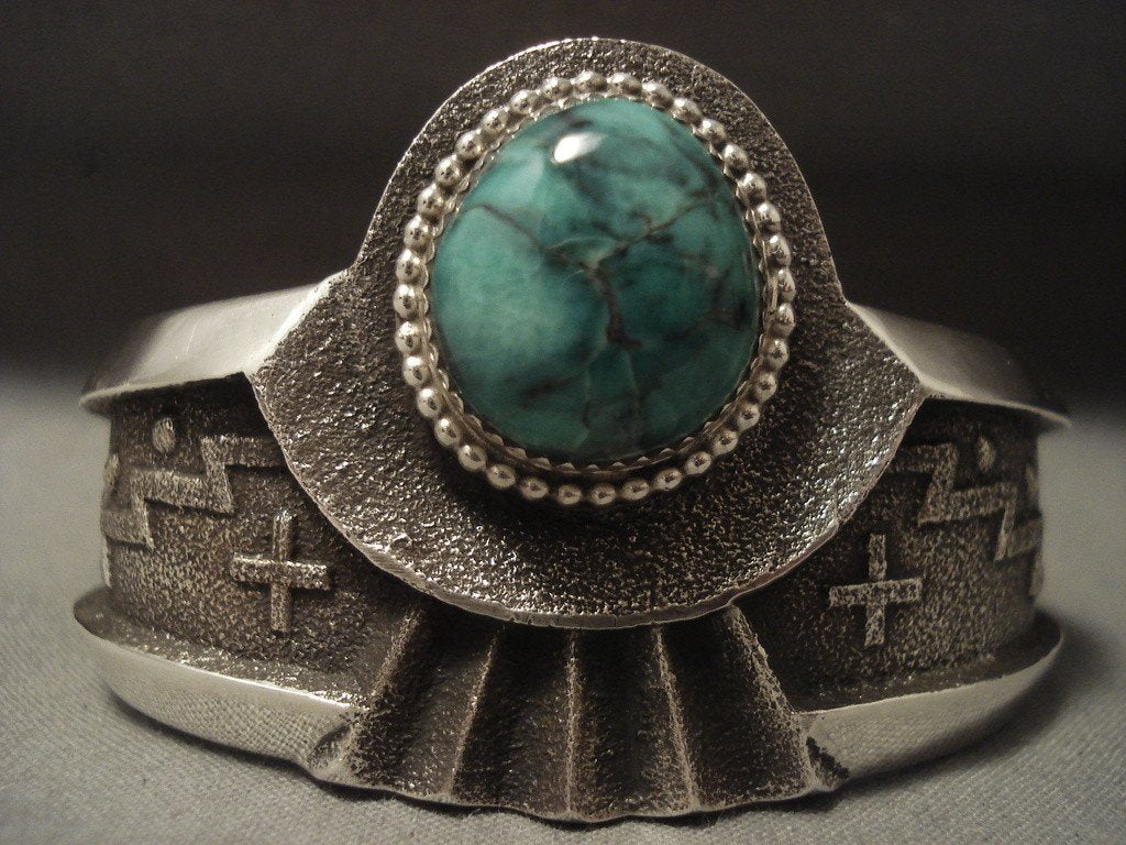 Authentic Vintage Navajo Blue Boy Turquoise Silver Bracelet - Handmade Native American Jewelry for Women & Men - Perfect for Boho, Western & Festival Fashion