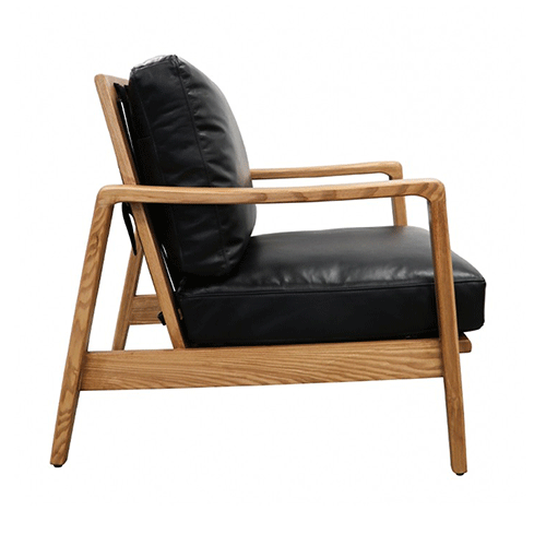 Premium Cabana Bucket Back Leather Chair in Black & Natural - Perfect for Patio, Lounge & Outdoor Relaxation