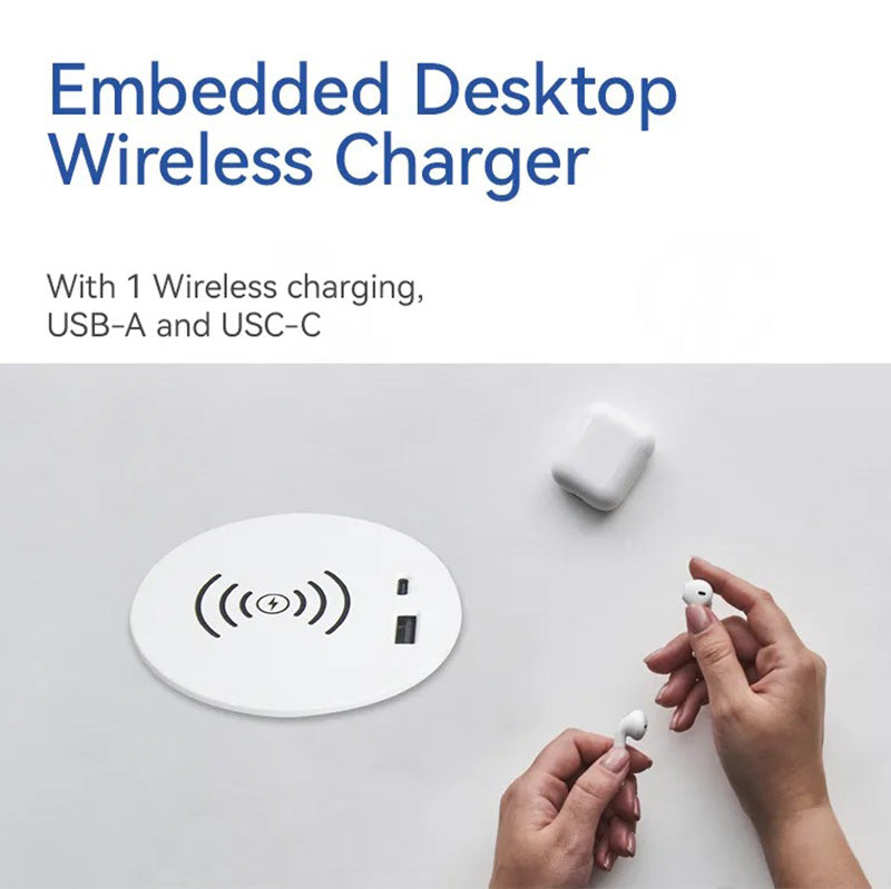 Wireless Charging Dock with USB Cable Management - 9cm Compact Desk Organizer (Black) - Perfect for Office, Home & Workspace Clutter-Free Charging