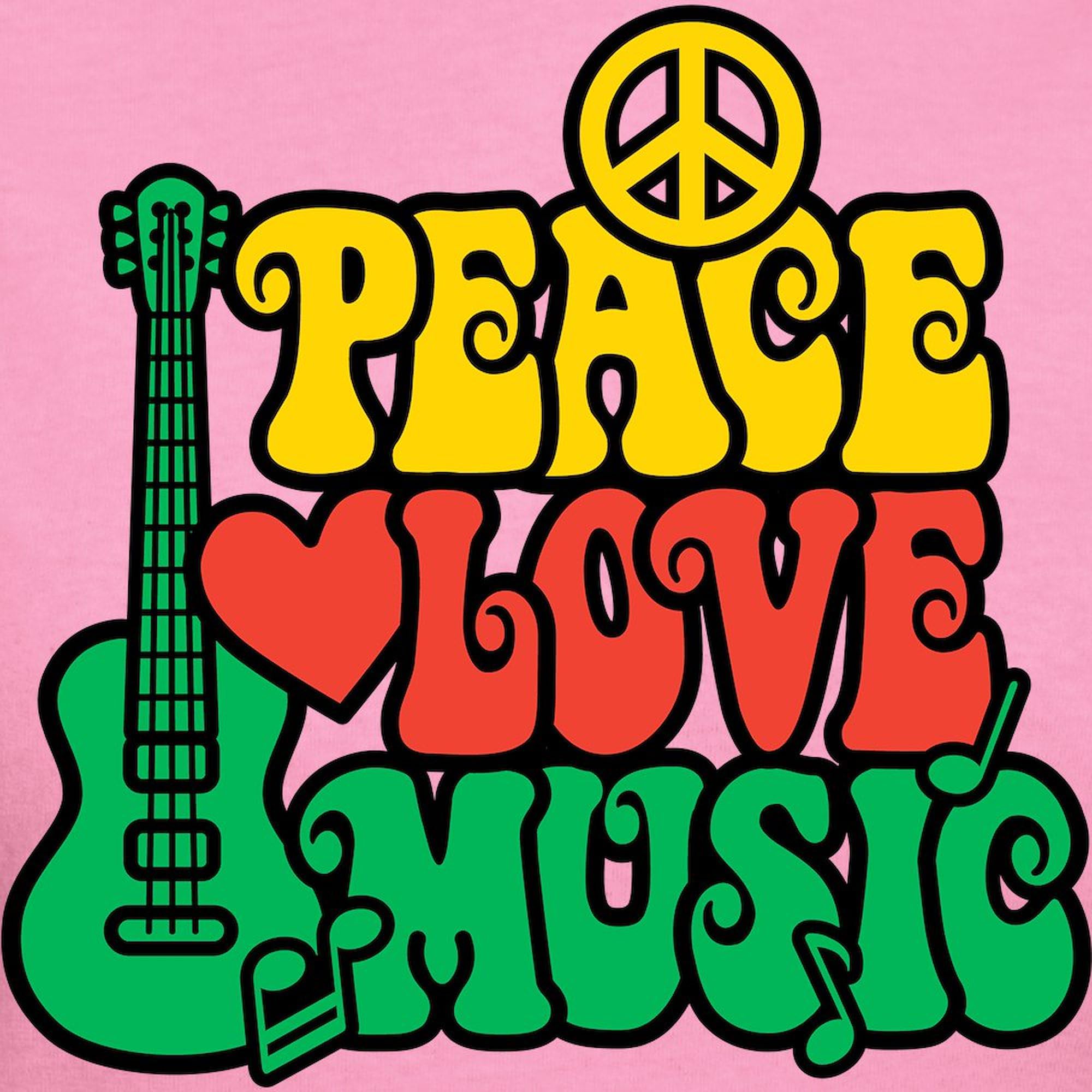 Reggae Peace Love Music Women's Cotton Dark T-Shirt | Vintage Reggae Graphic Tee | Casual Wear & Music Festival Outfit