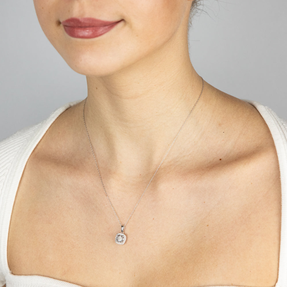 1/10 Carat Natural Diamond Pendant & Earring Set in Sterling Silver - Elegant Jewelry Gift for Women, Perfect for Valentine's Day, Anniversary & Special Occasions