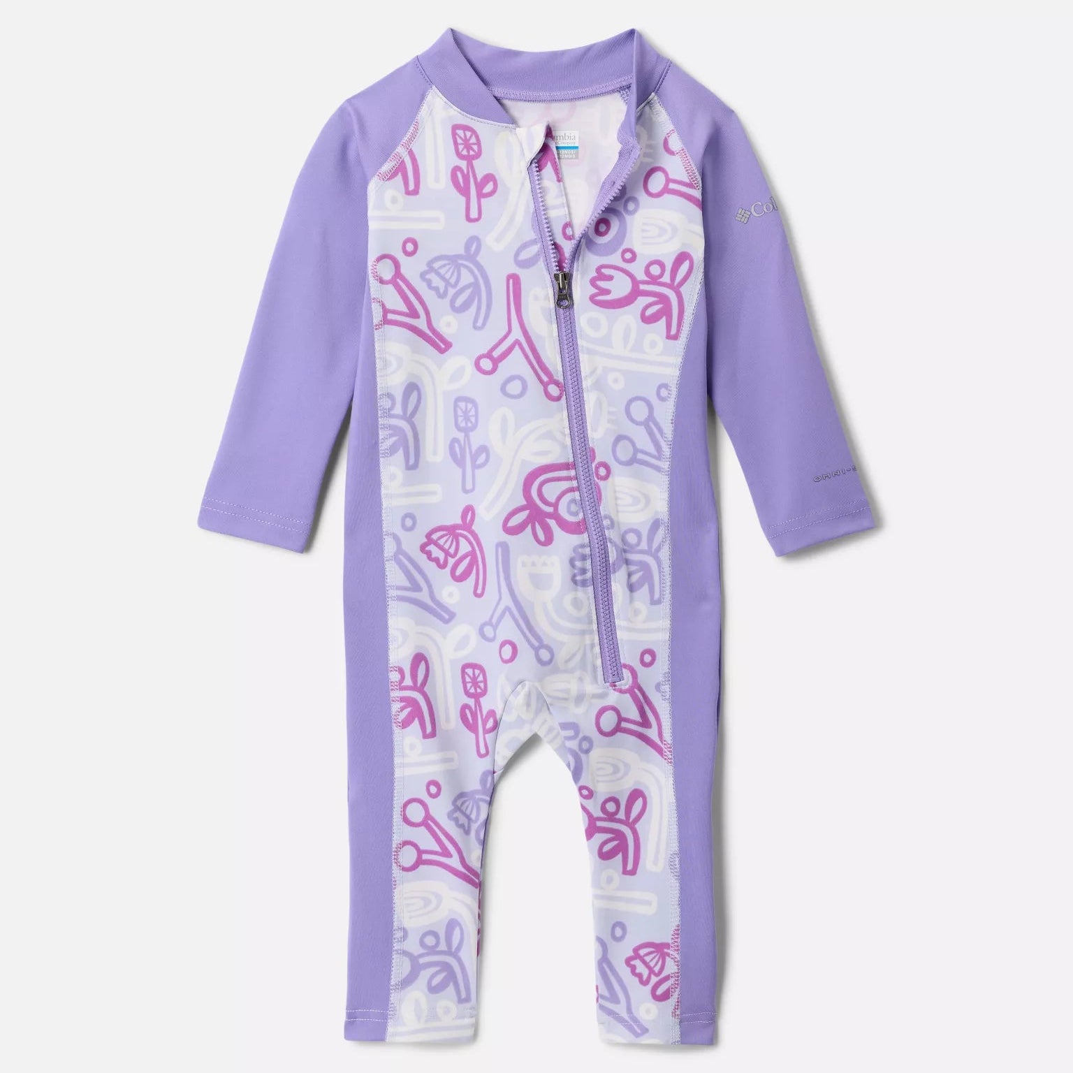 Columbia Snowdrift Marker Made/Paisley Purple Sandy Shores II Baby Sunsuit - UPF 50+ Sun Protection One-Piece for Infants & Toddlers - Perfect for Beach, Pool & Outdoor Summer Activities