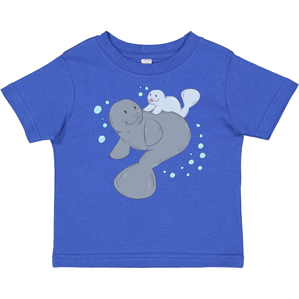 Cute Manatees with Bubbles Baby T-Shirt - Soft Cotton Kids Shirt for Boys & Girls - Perfect for Beach Trips, Aquarium Visits & Ocean-Themed Birthdays